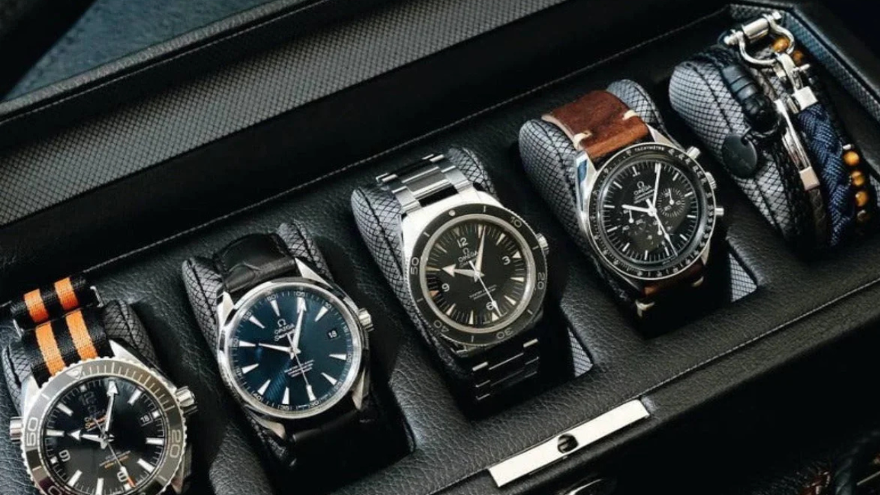 Boîte à Montres en cuir noir pour 5 Emplacements
