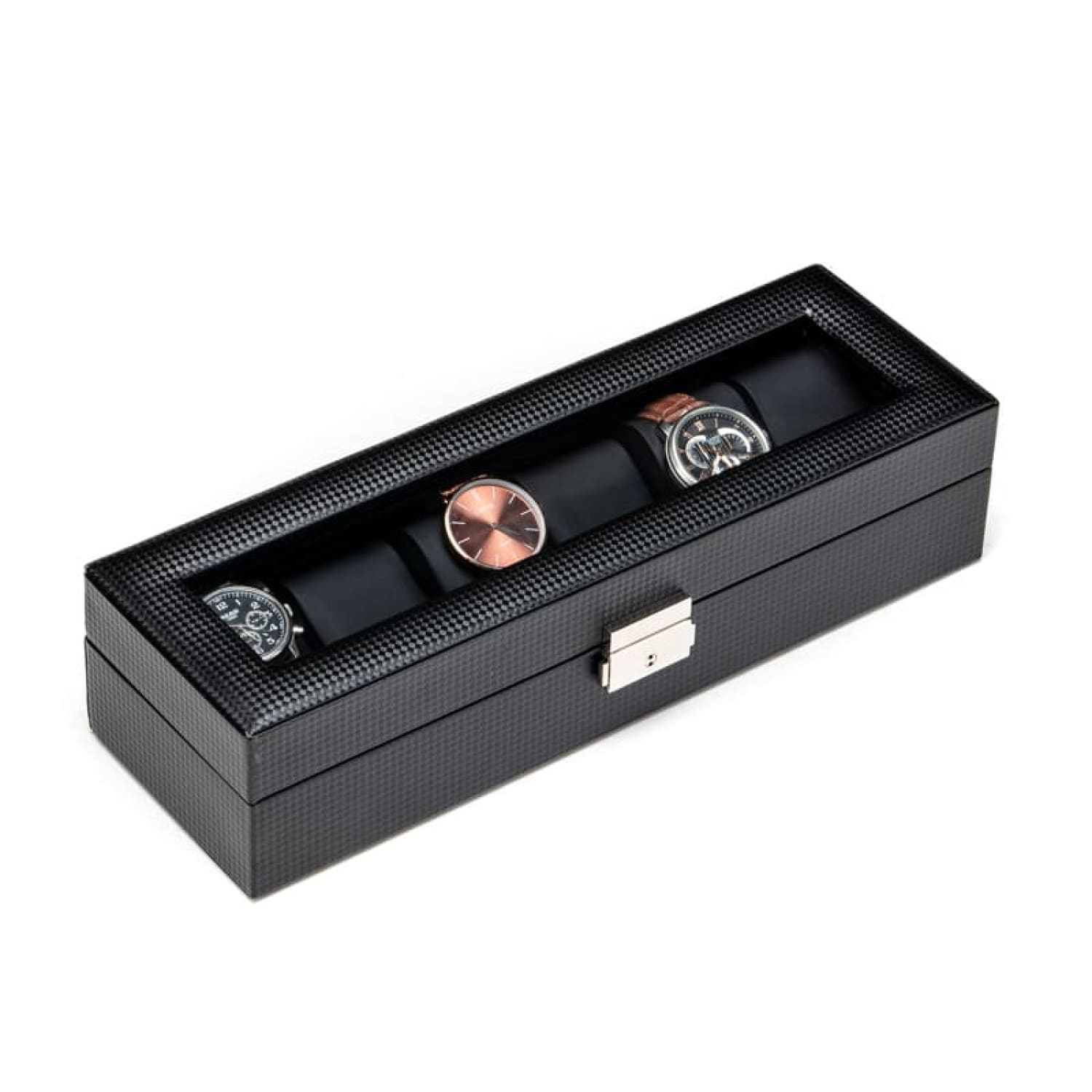 Boite à.montre en carbone 3 emplacements