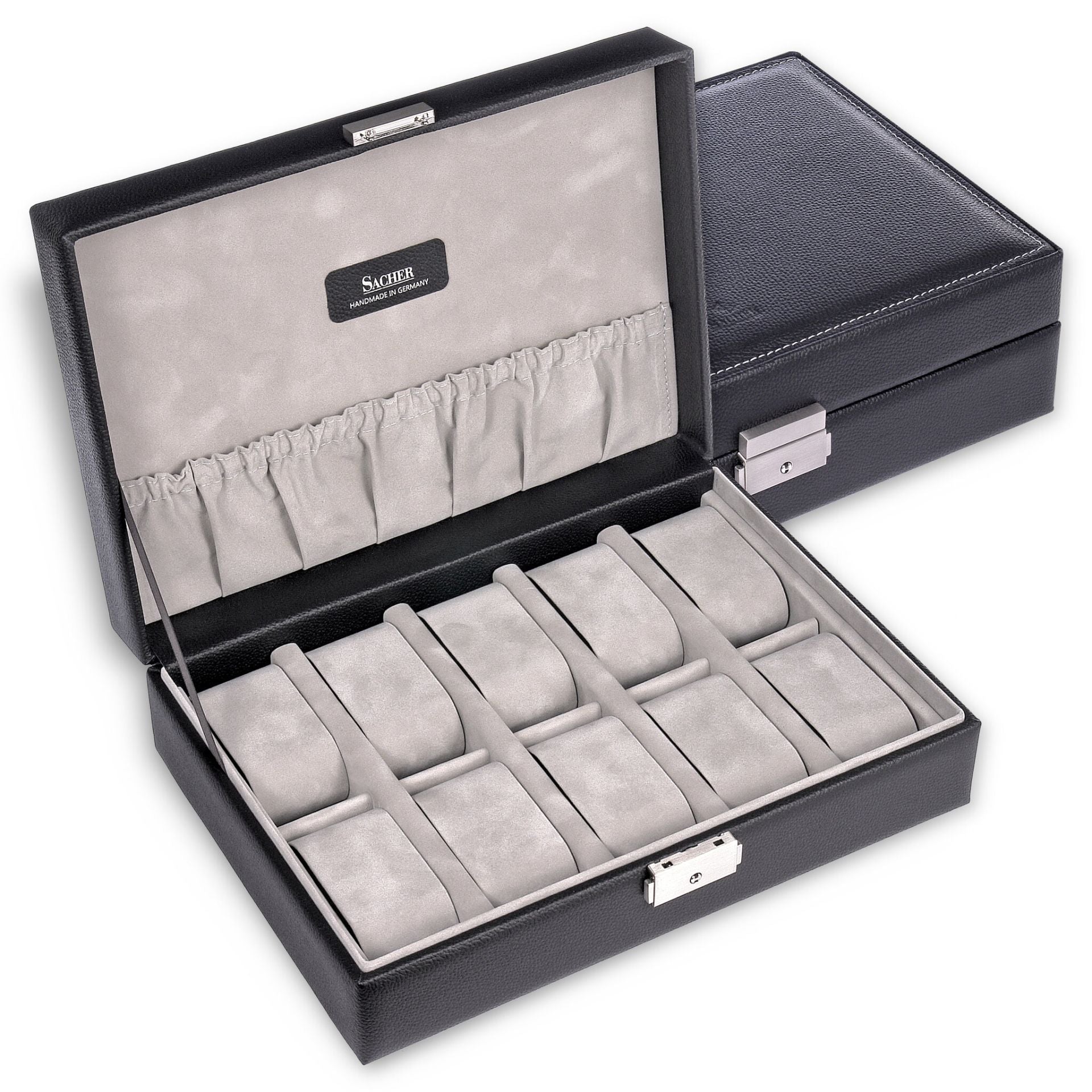Boîte à Montres en Cuir - 10 emplacements - Noir sport