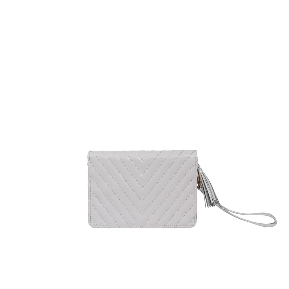 Etui zippé - Cuir - Gris clair