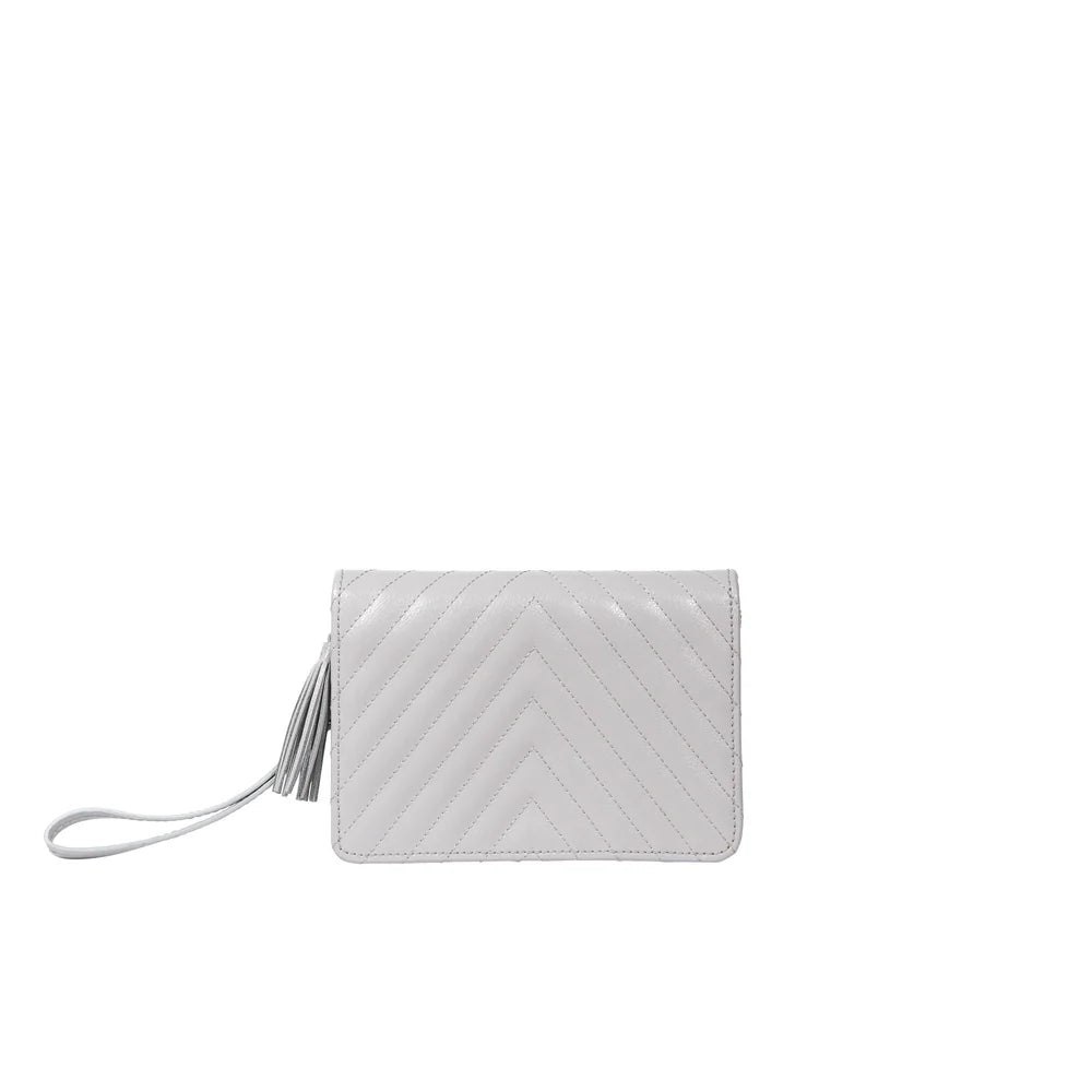 Etui zippé - Cuir - Gris clair