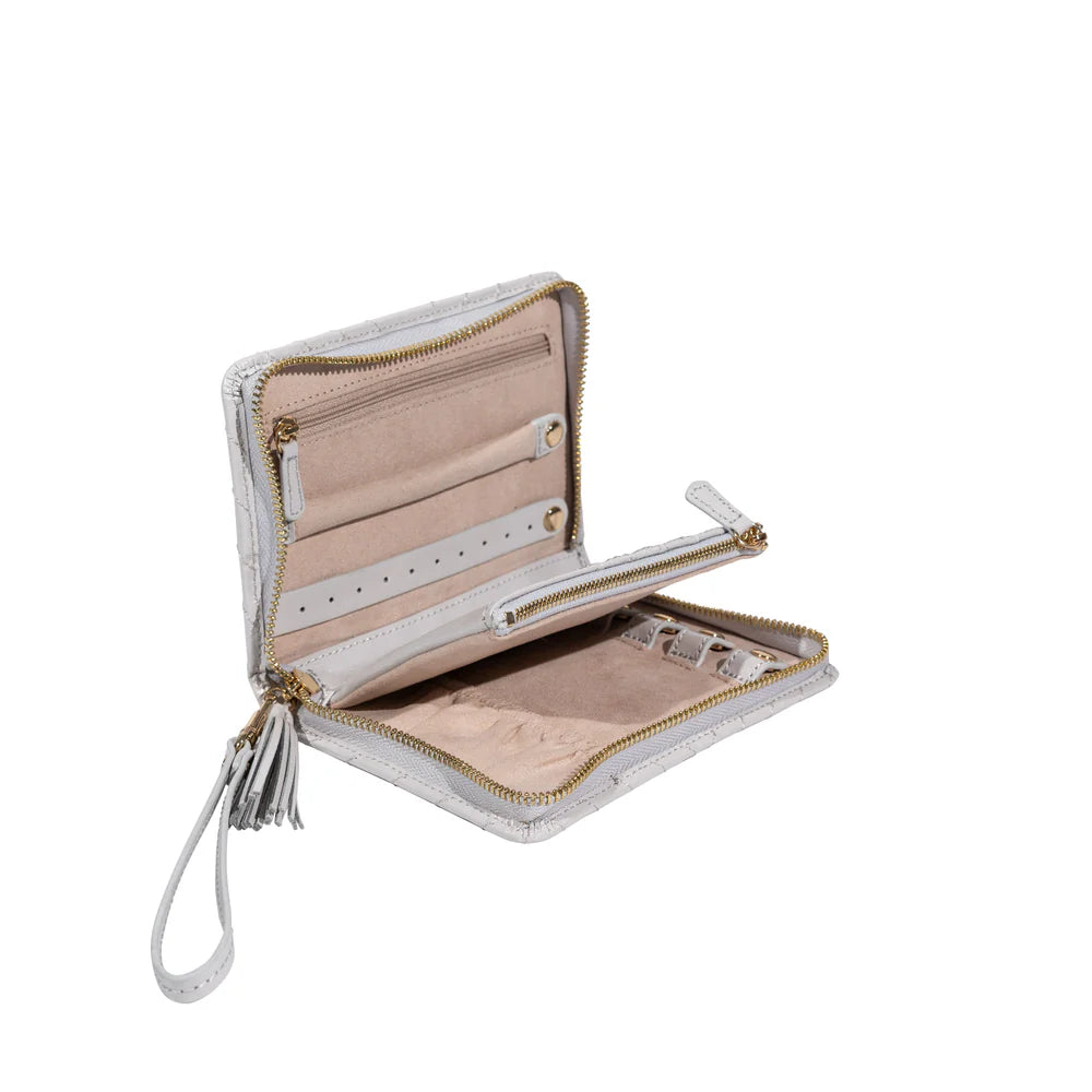 Etui zippé - Cuir - Gris clair