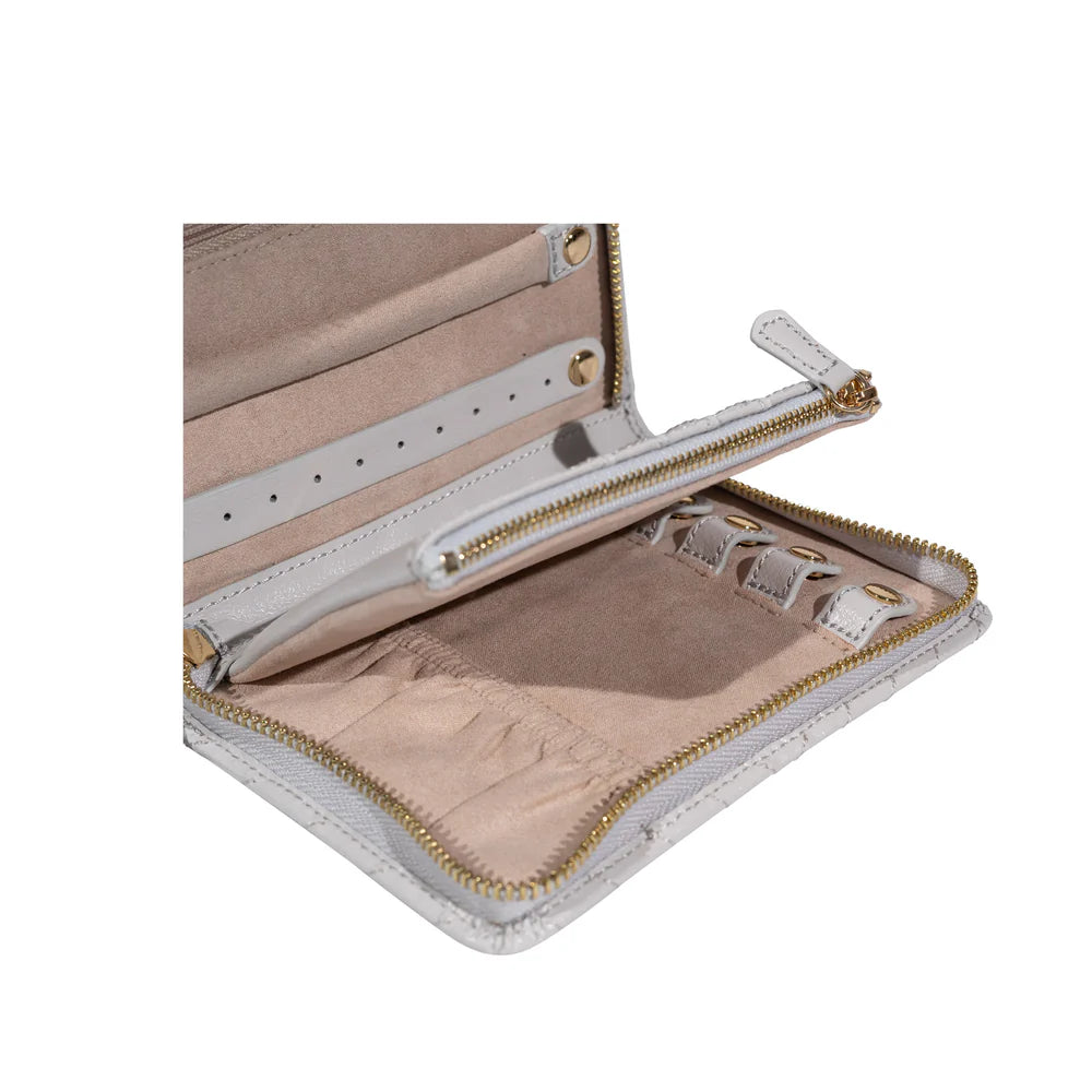 Etui zippé - Cuir - Gris clair