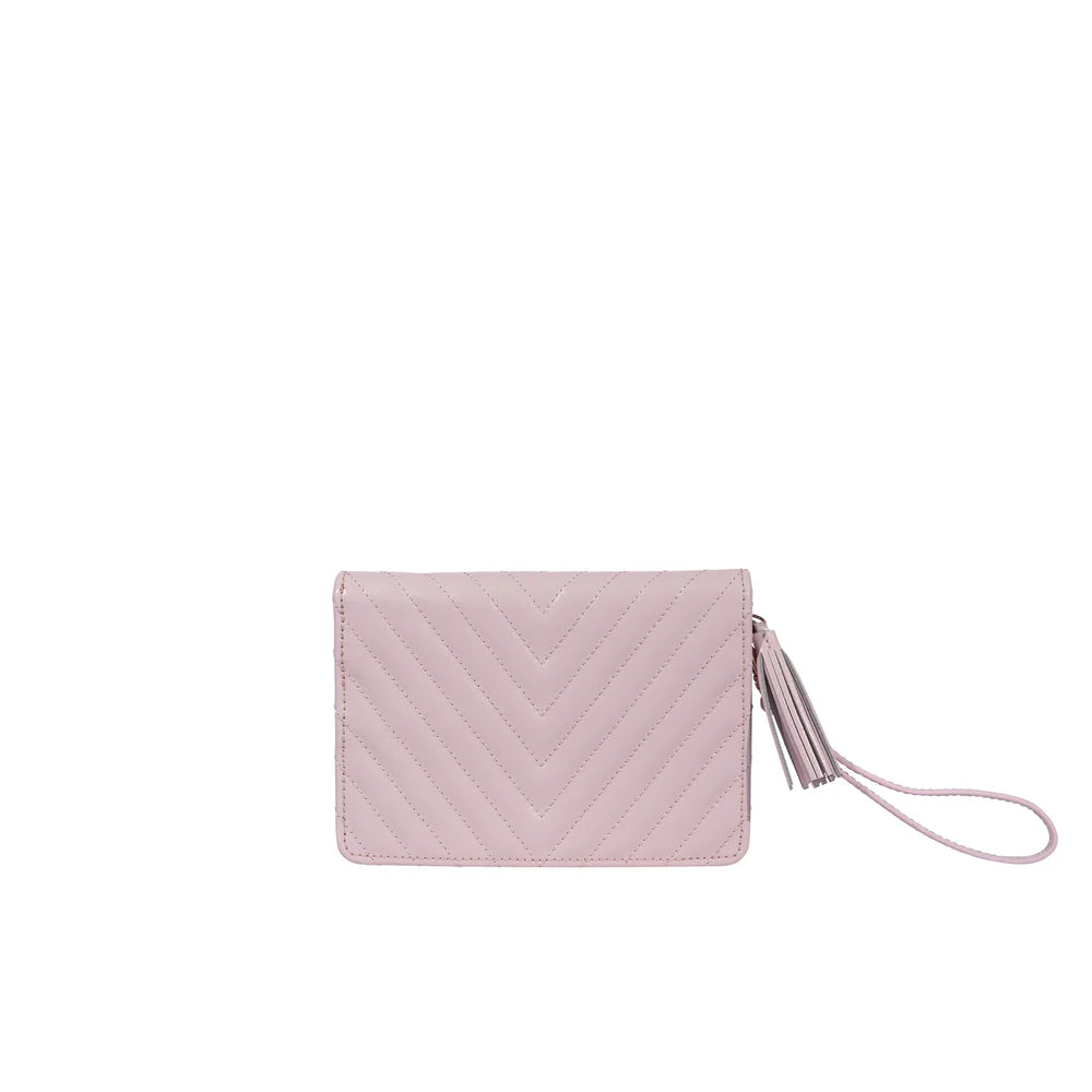 Etui zippé - Cuir - Rose poudré