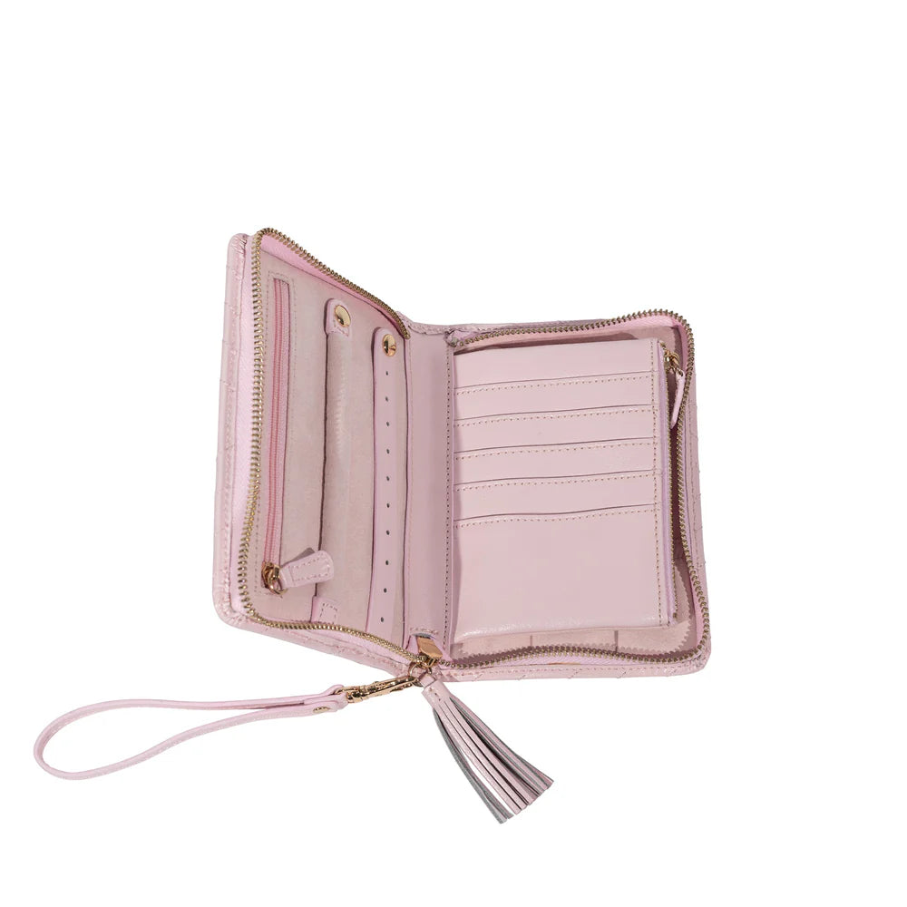 Etui zippé - Cuir - Rose poudré