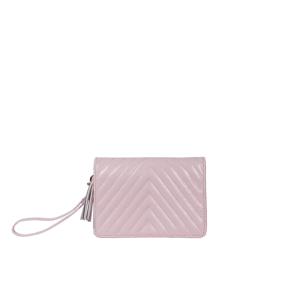 Etui zippé - Cuir - Rose poudré