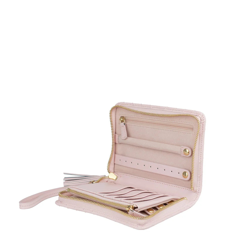 Etui zippé - Cuir - Rose poudré