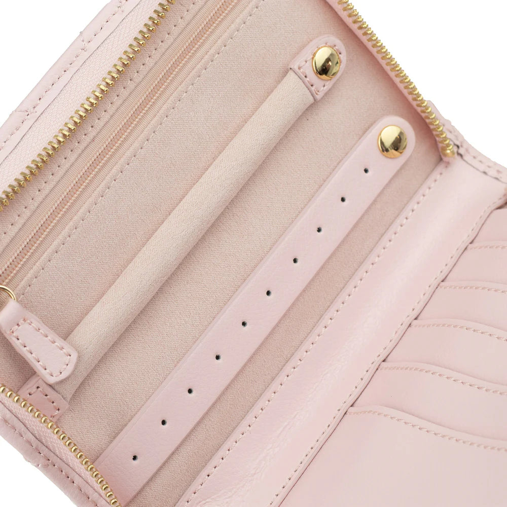 Etui zippé - Cuir - Rose poudré