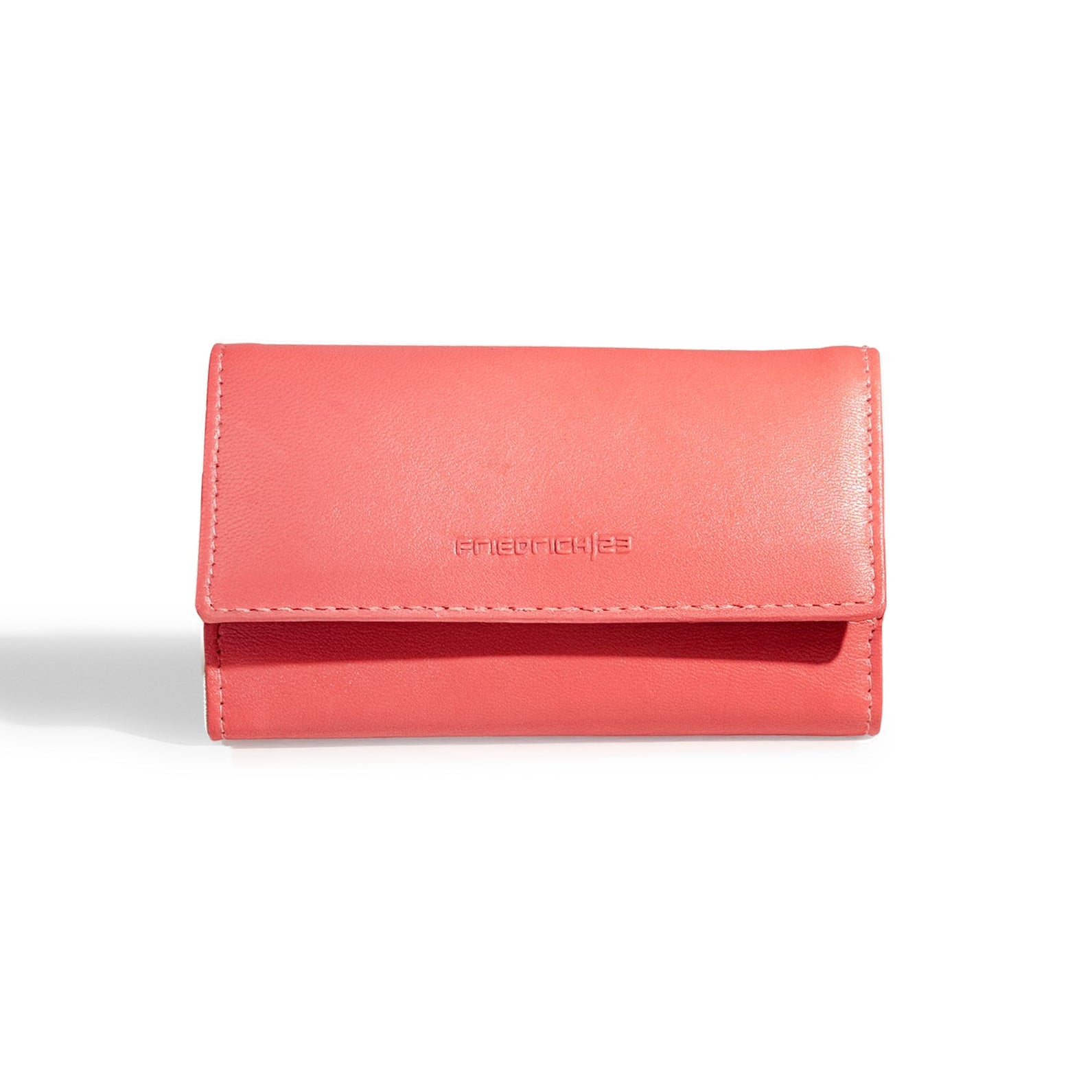 Pochette en cuir véritable Sienna, cuir véritable, corail, vue fermée de face