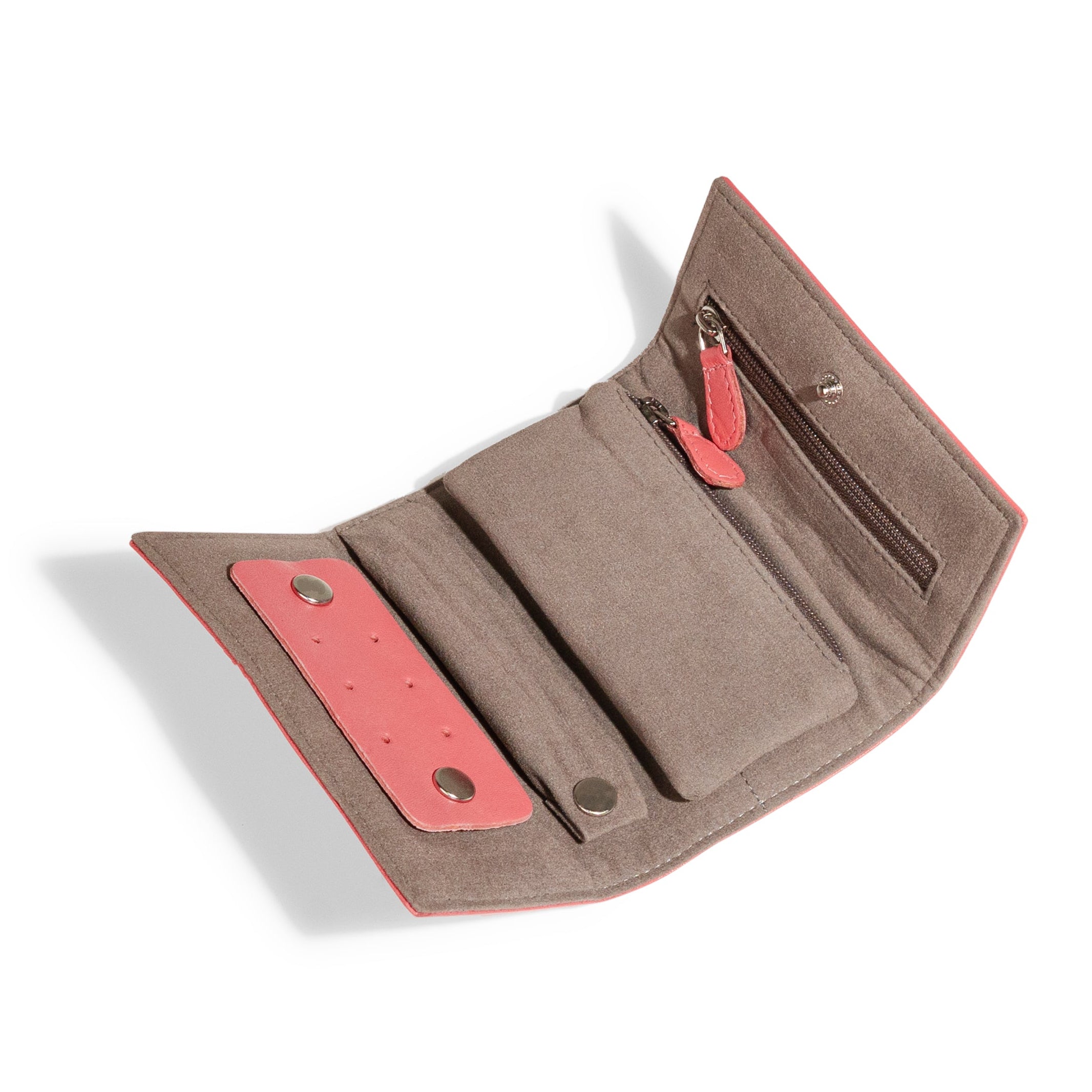 Pochette en cuir véritable Sienna, cuir véritable, corail, vue ouverte