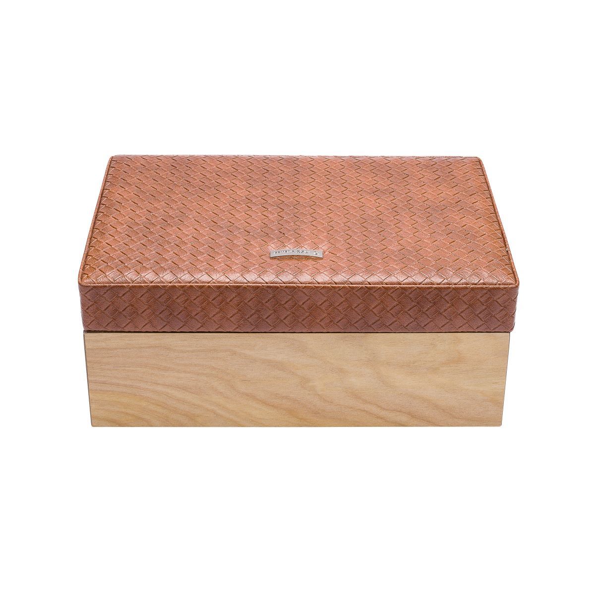 Petite boite à bijoux  marron avec base en bois clair avec mirroir à 