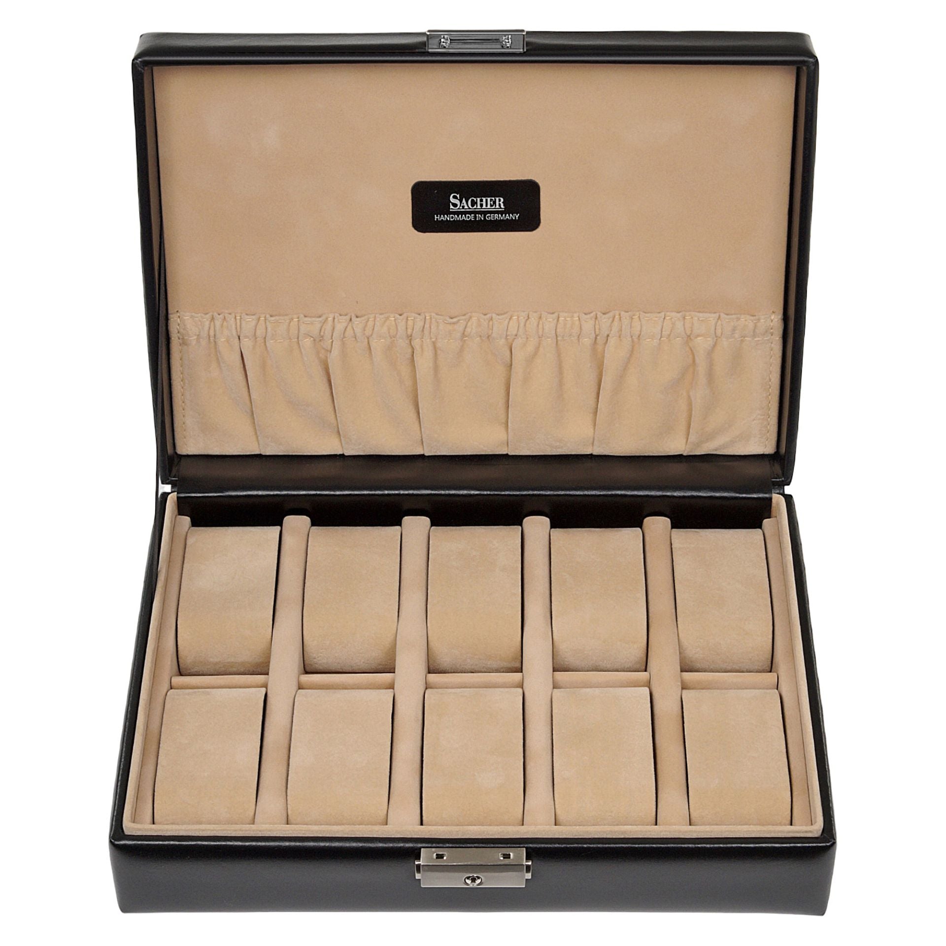 Boîte de Rangement à Montres avec Serrure en cuir noir