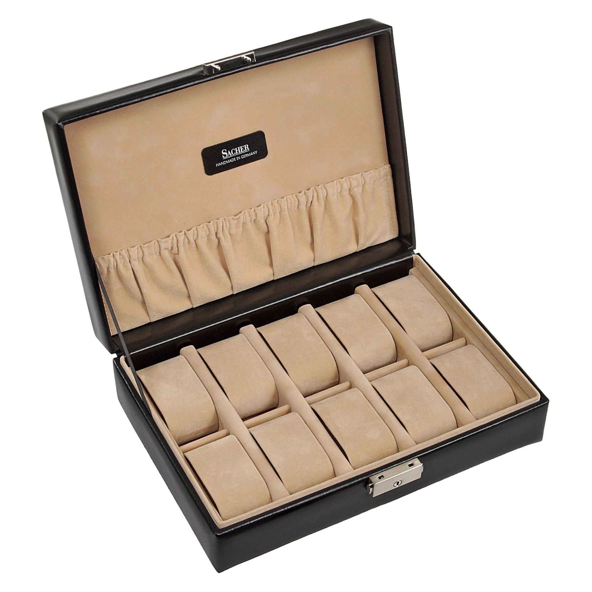 Boîte de Rangement à Montres avec Serrure en cuir noir