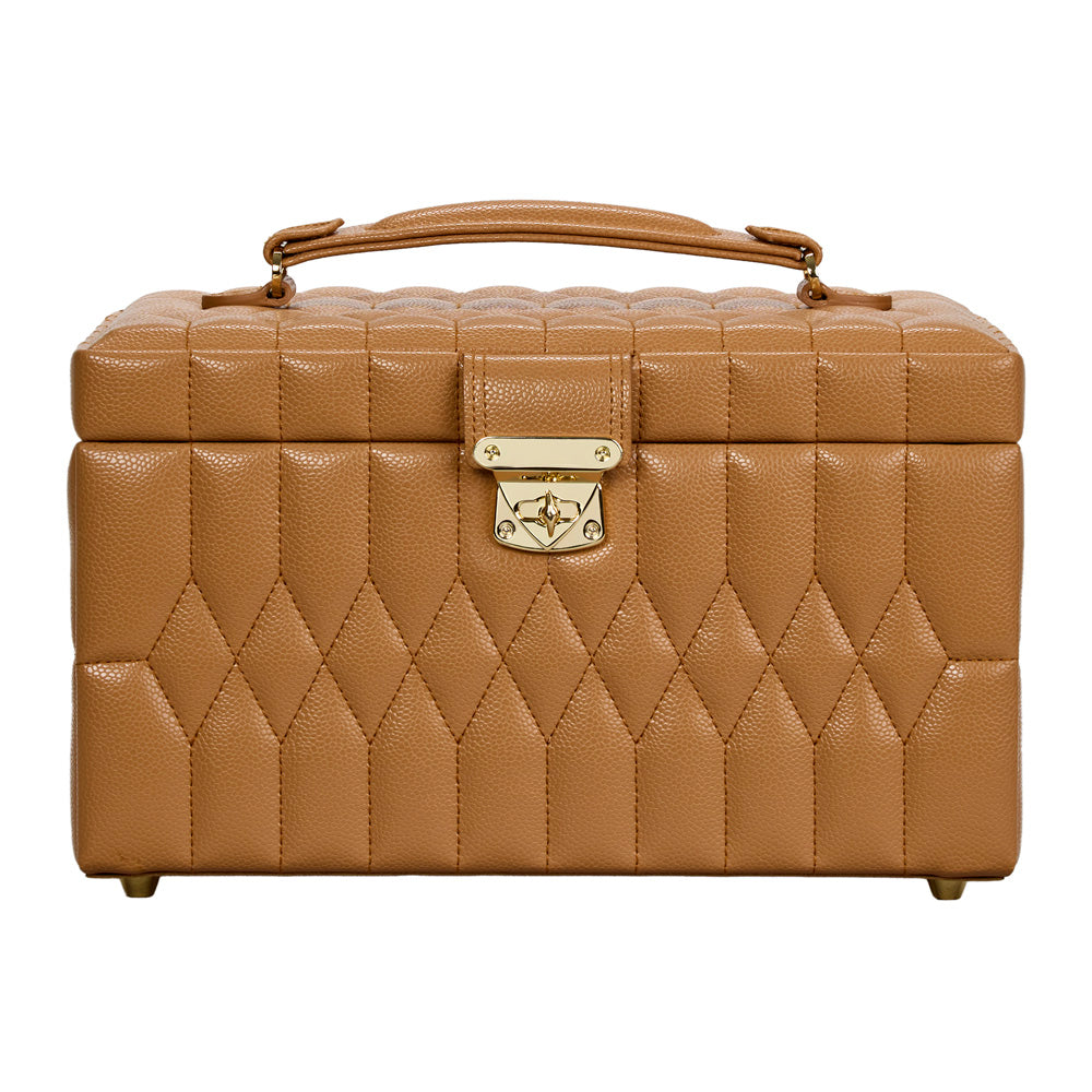 Vue fermée de la boîte à bijoux Wolf 1834 Lauren -  Coloris Caramel