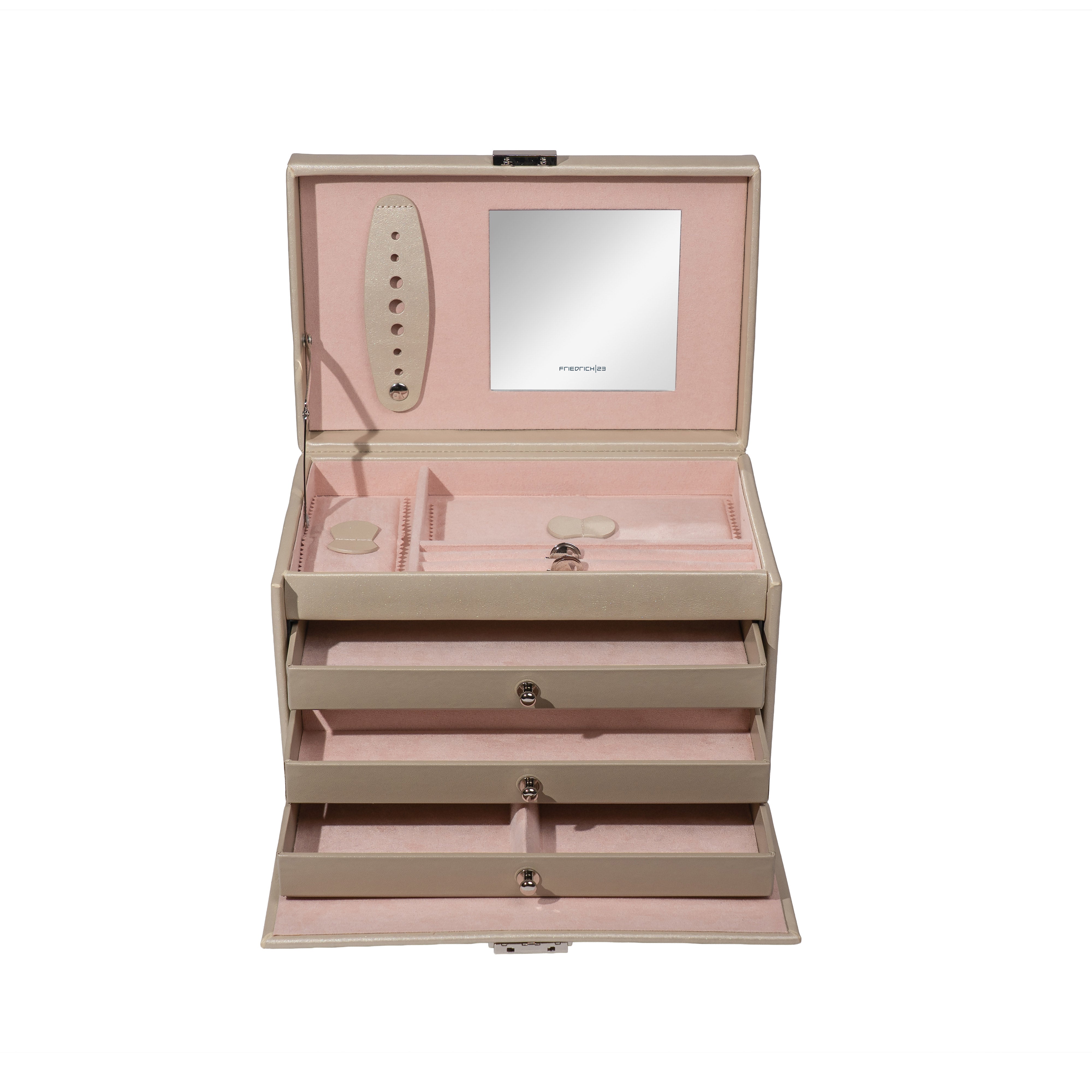 Boîte à bijoux｜Classico beige en cuir véritable