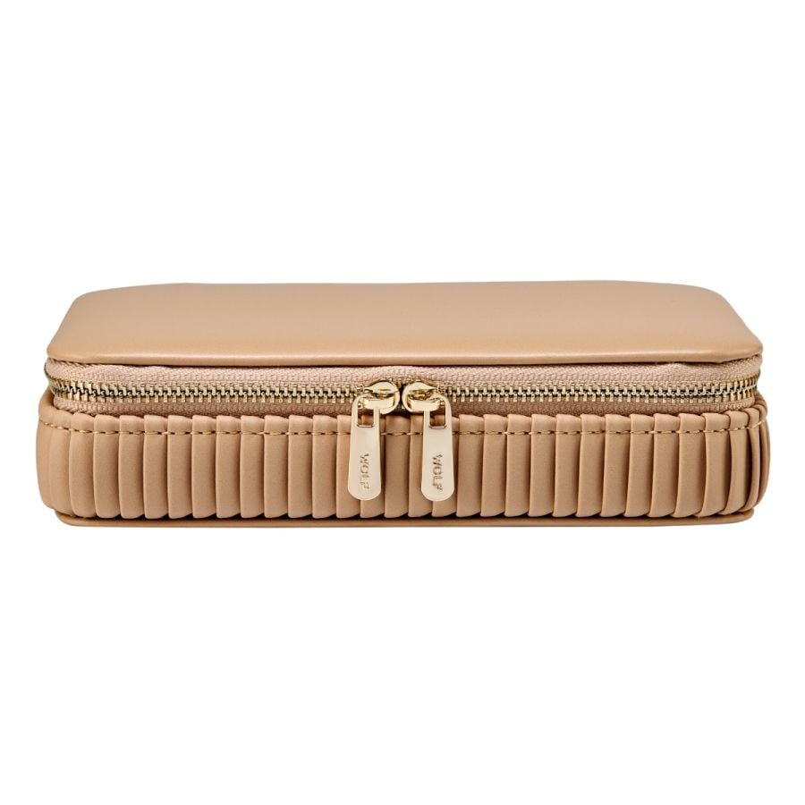 Coffret à bijoux beige clair avec intérieur en velours de la marque Wolf