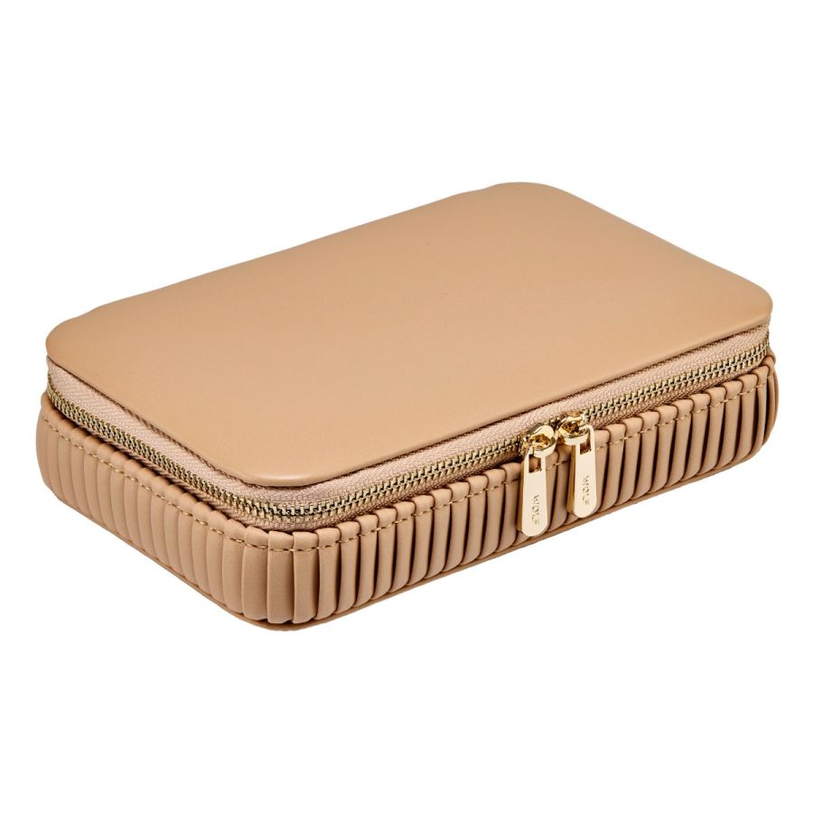 Coffret à bijoux beige clair avec intérieur en velours de la marque Wolf
