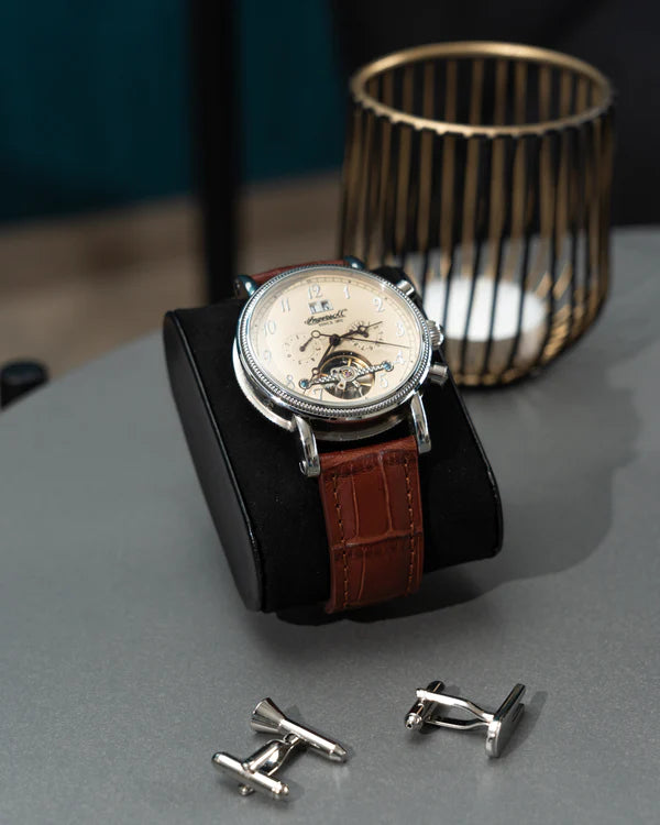 Etui für 1 Uhr – Schwarzes Leder
