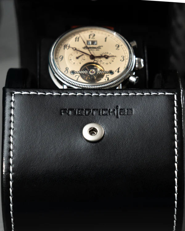 Etui für 1 Uhr – Schwarzes Leder