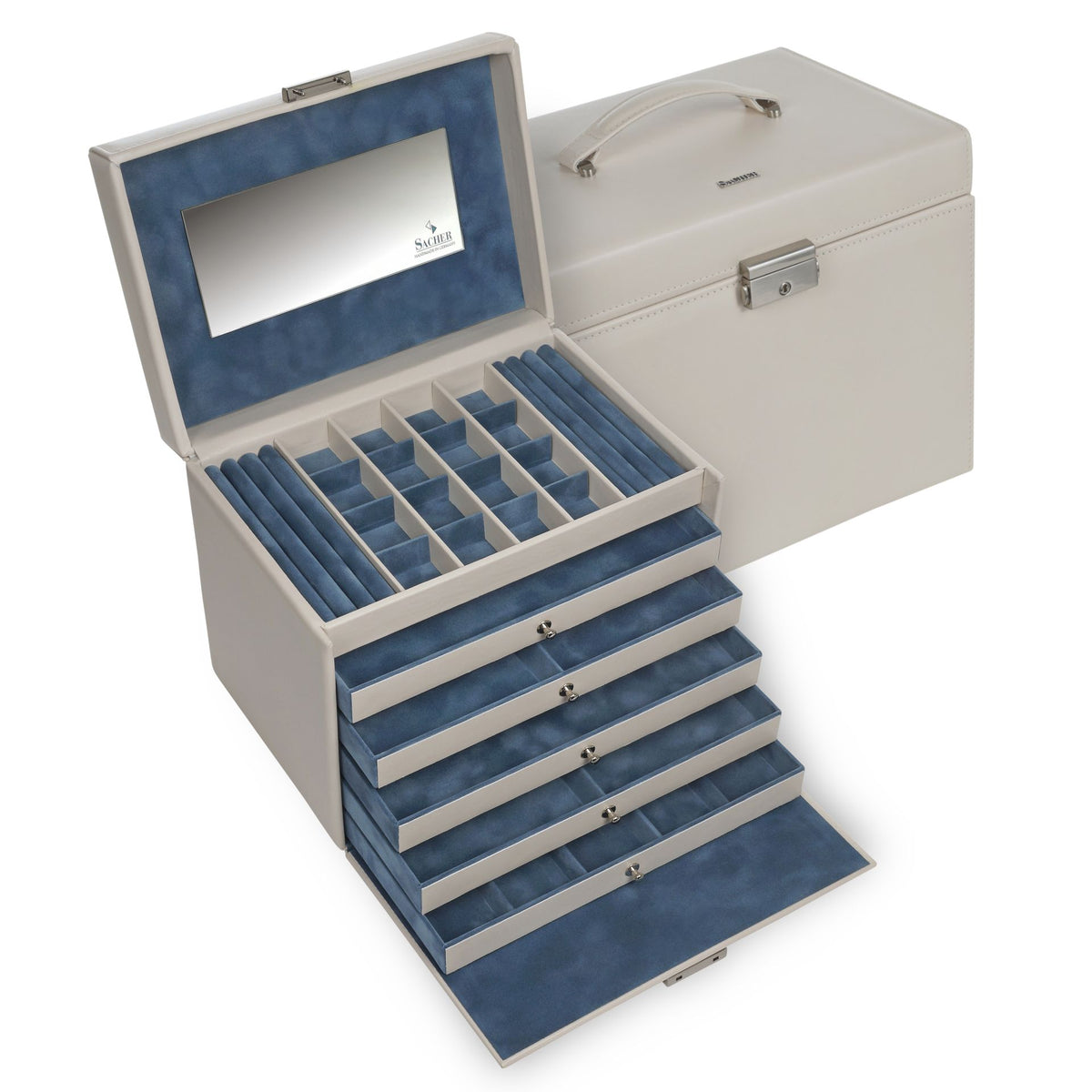  Grand coffret à bijoux bleu