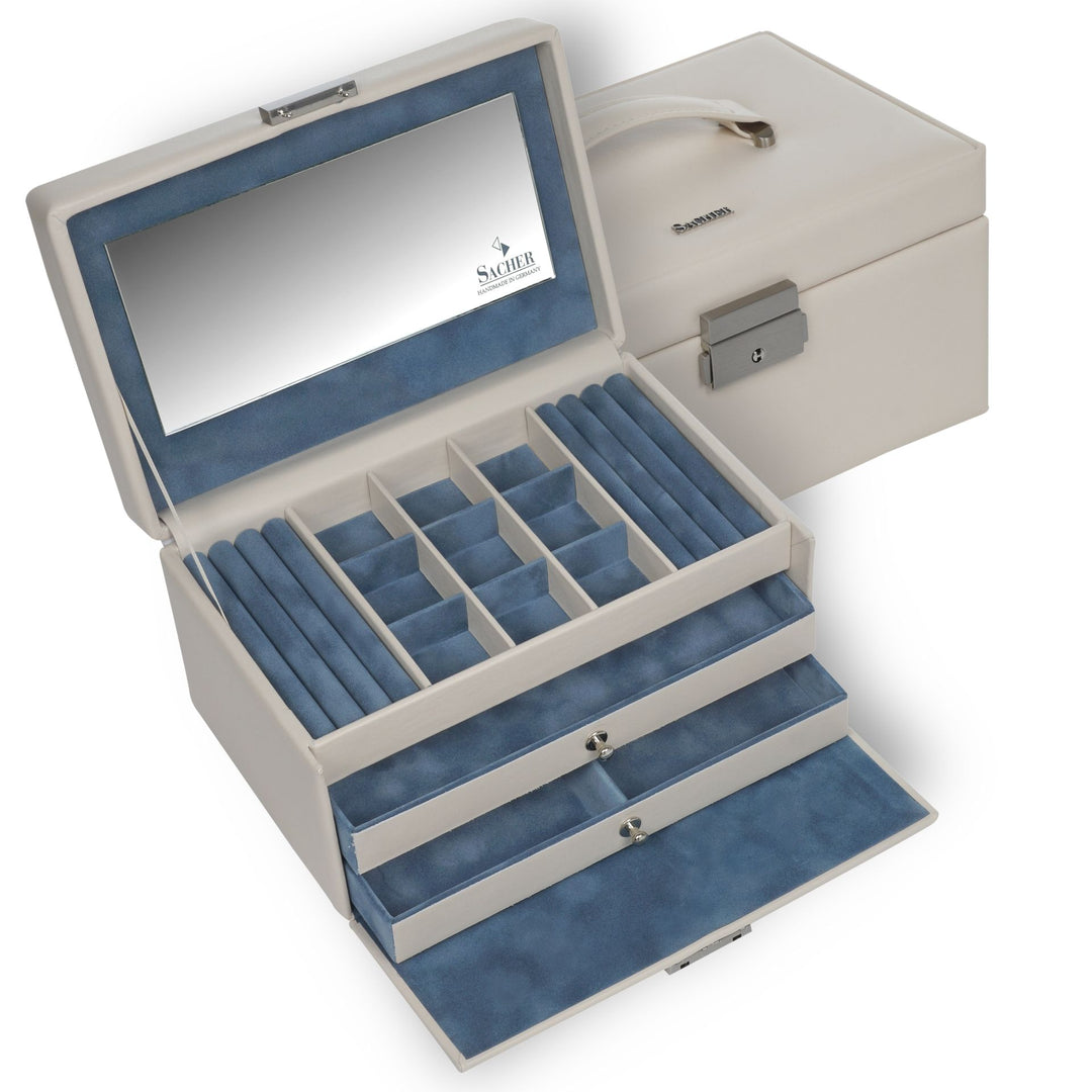 Grand coffret à bijoux velour bleu