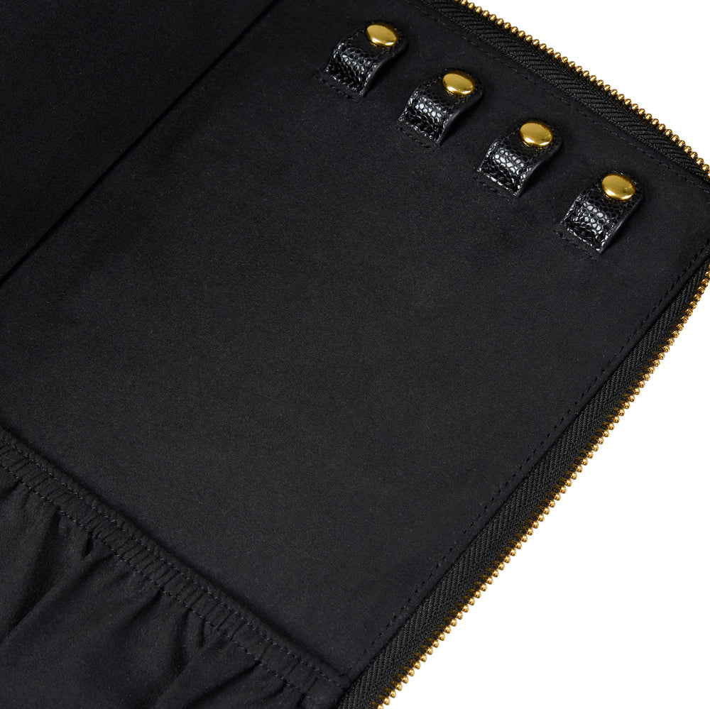 Zoom sur les crochets à bijoux du portefeuille à bijoux Wolf 1834 Lauren -  Coloris noir