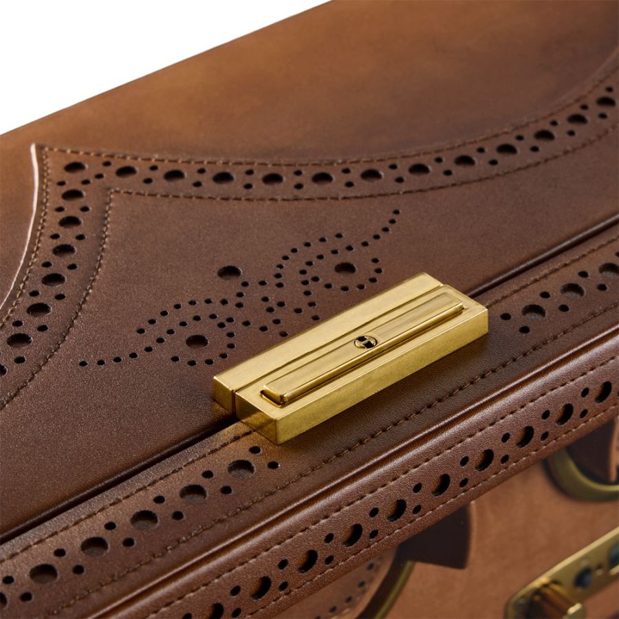 Remontoir Wolf 1834, collection Brogue - Esthétique vintage et intemporelle des célèbres chaussures britanniques « brogue » - Revetement haut de gamme effet cuir patiné - Huit emplacements