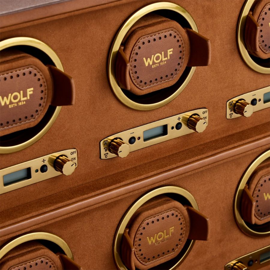 Remontoir Wolf 1834, collection Brogue - Esthétique vintage et intemporelle des célèbres chaussures britanniques « brogue » - Revetement haut de gamme effet cuir patiné - Six emplacements