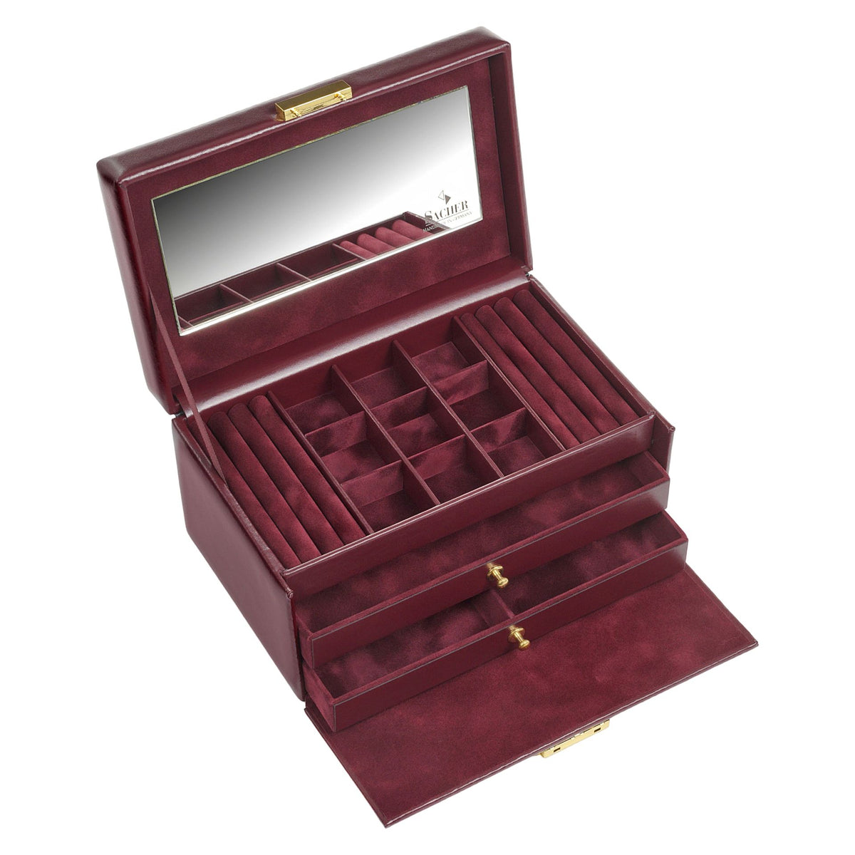boite à bijoux en cuir rouge