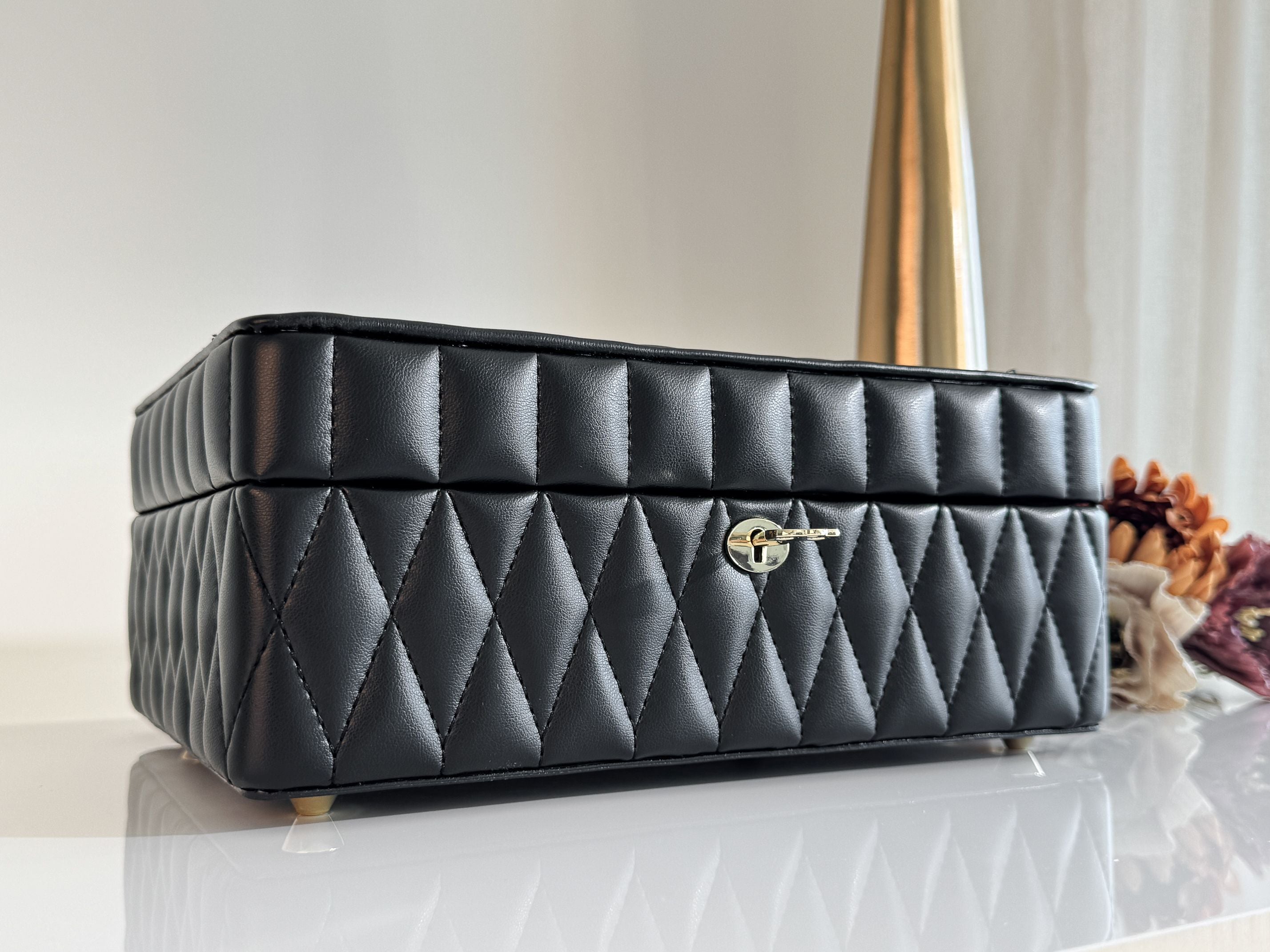 Boîte à bijoux matelassé | Saphira | Noire