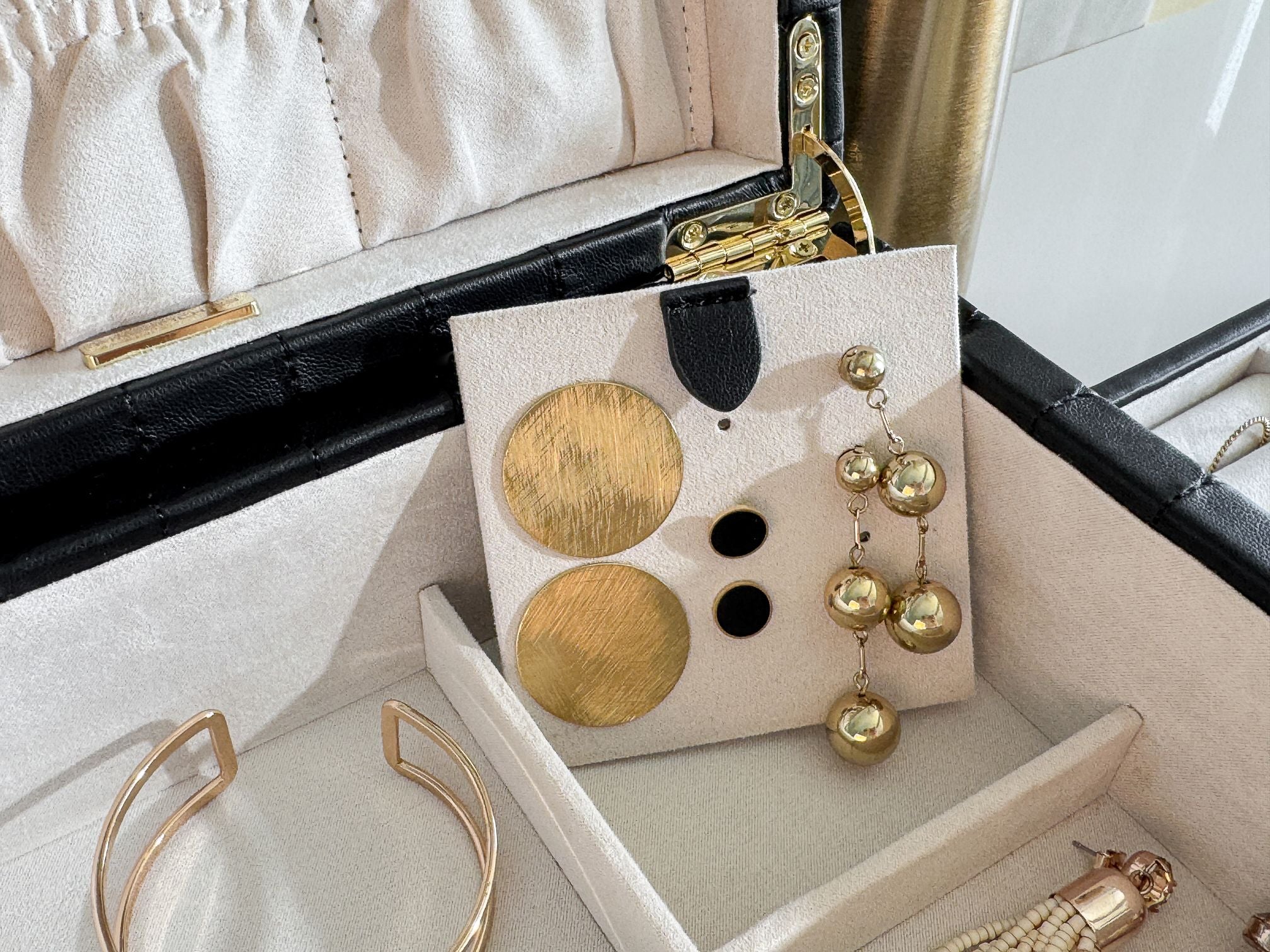 Boîte à bijoux matelassé | Saphira | Noire