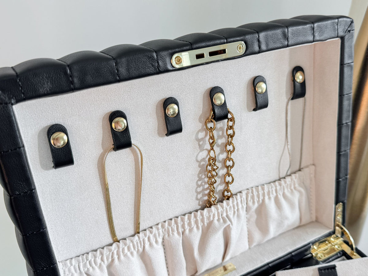 Boîte à bijoux matelassé | Saphira | Noire