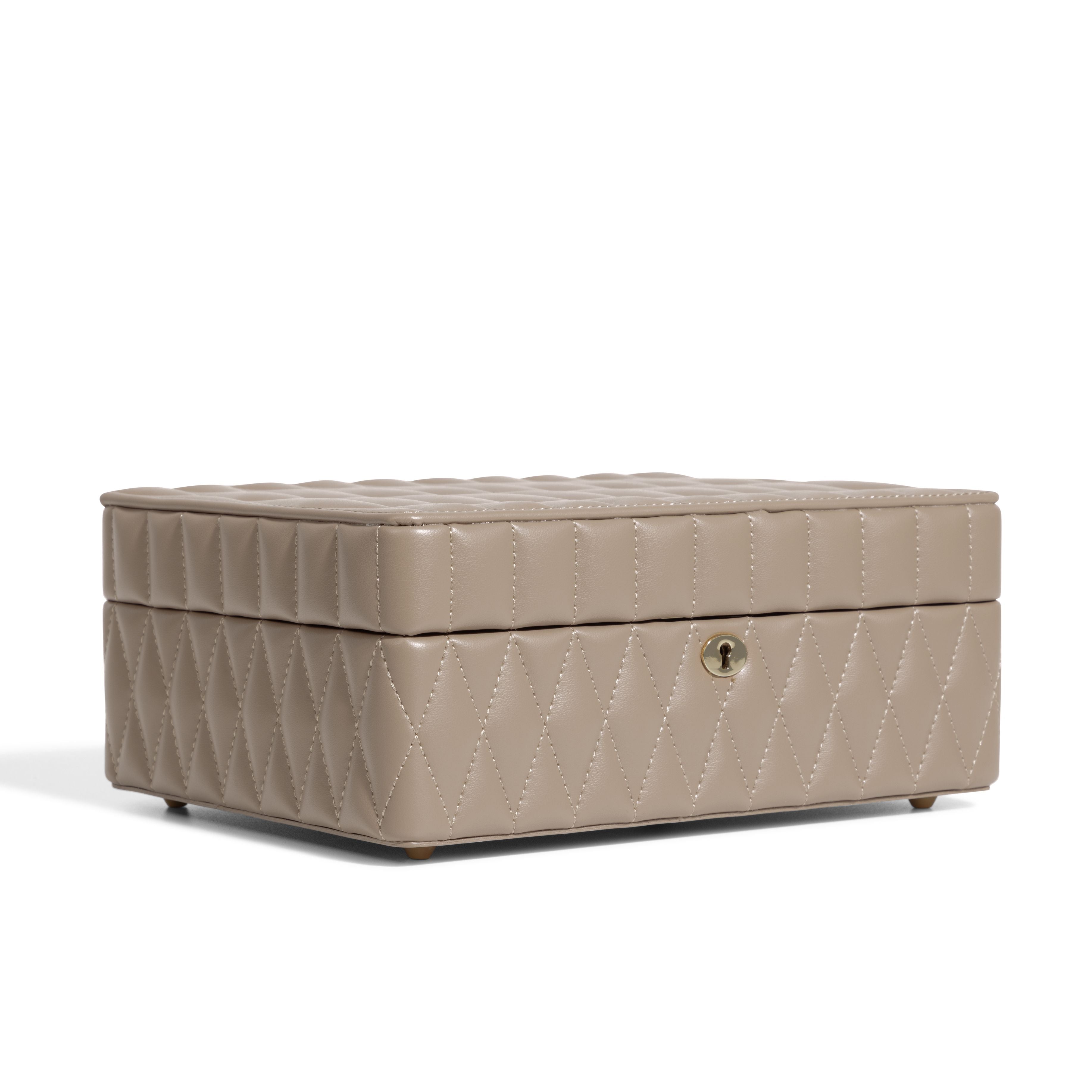 Boîte à bijoux matelassé | Saphira | Taupe