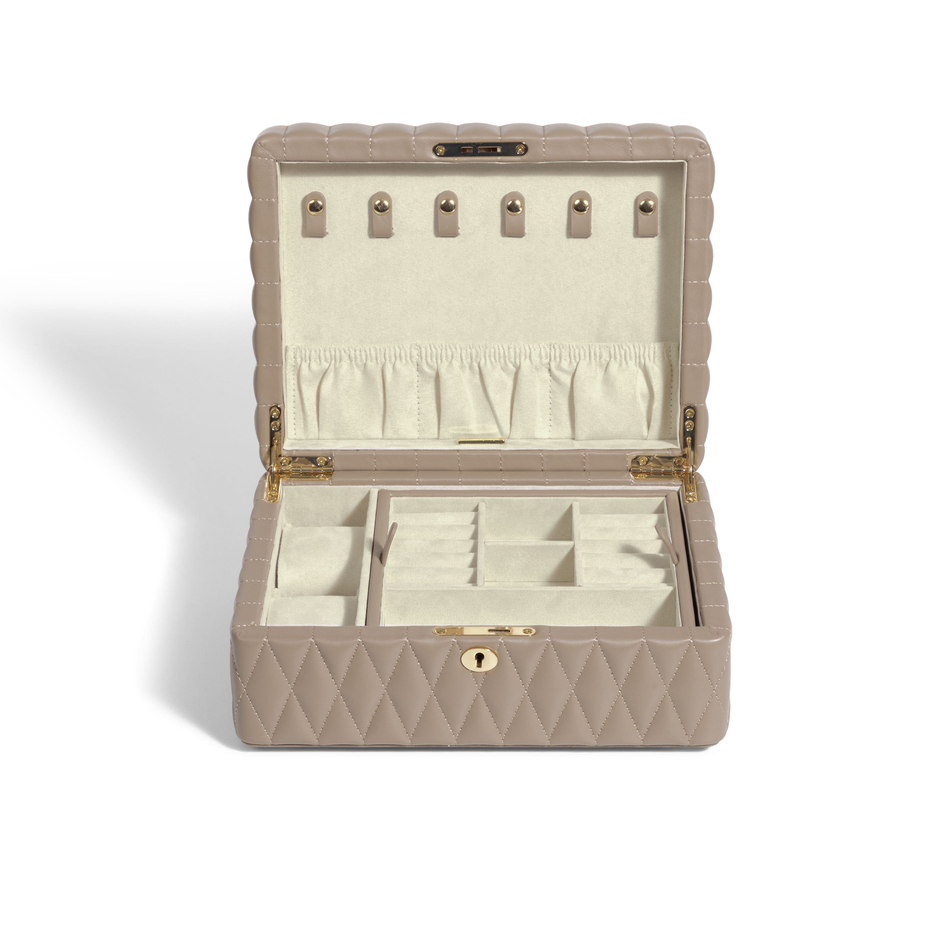 Boîte à bijoux matelassé | Saphira | Taupe