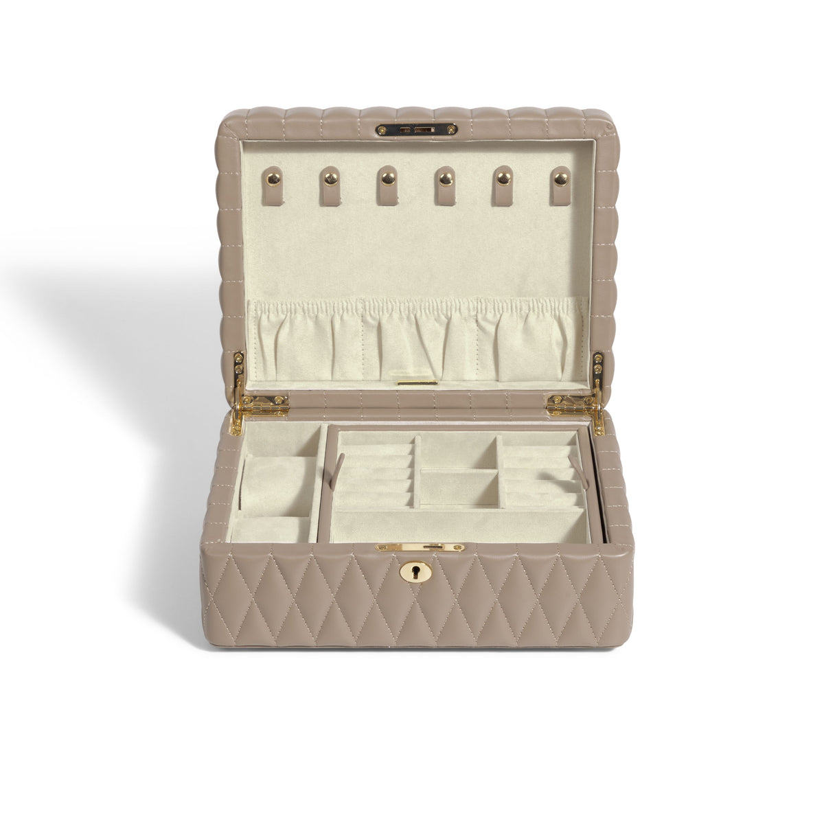 Boîte à bijoux matelassé | Saphira | Taupe
