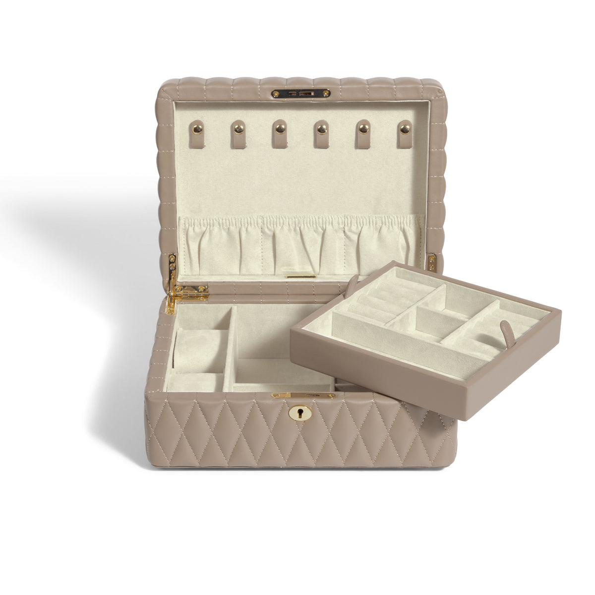 Boîte à bijoux matelassé | Saphira | Taupe