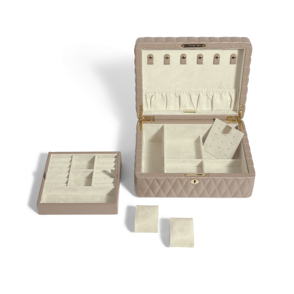 Boîte à bijoux matelassé | Saphira | Taupe