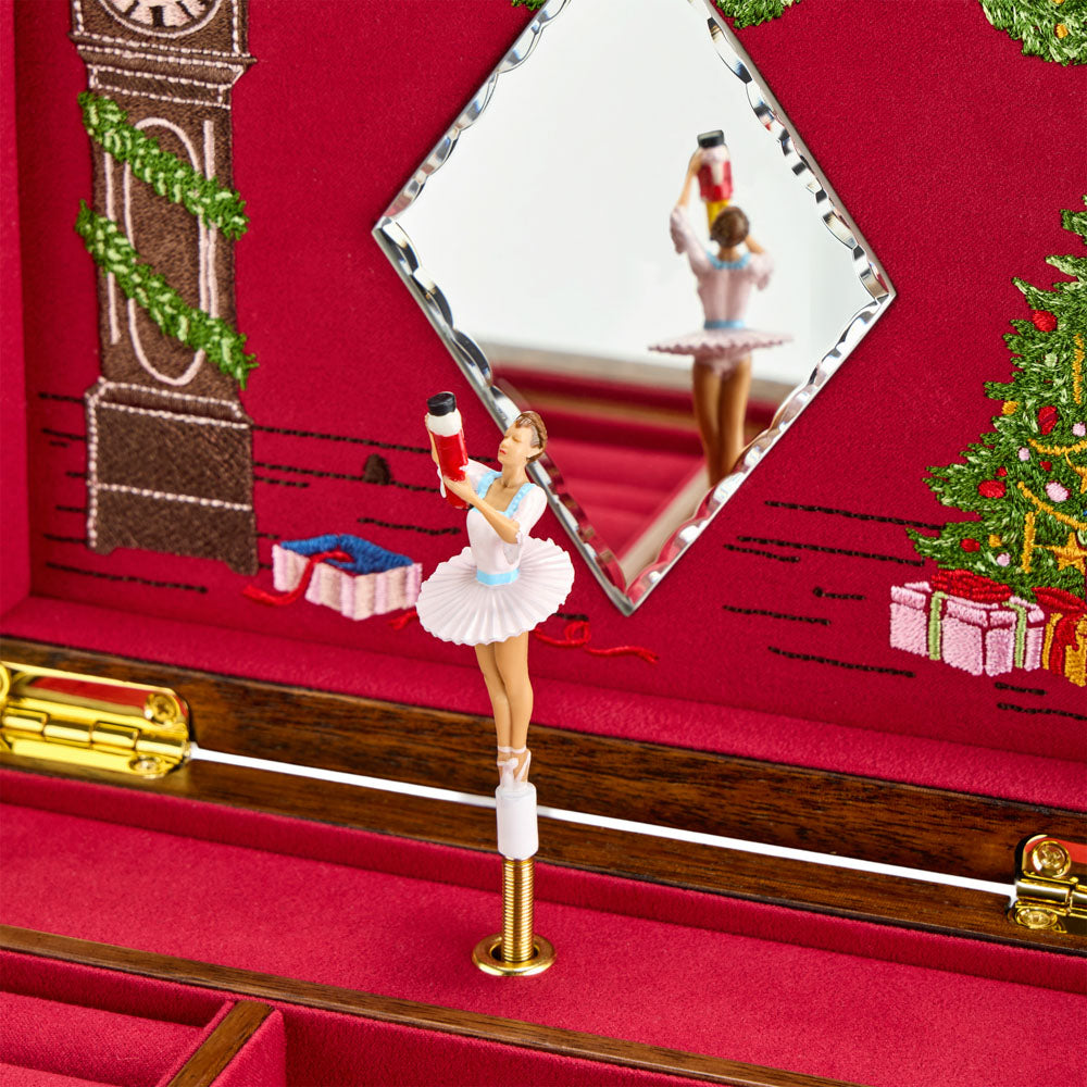 Zoom sur la ballerine à la peau claire de la boîte à bijoux musicale en bois de la collection Ballet de Wolf 1834 - Modèle Casse-Noisette & Danse de la Fée Dragée de Tchaïkovski