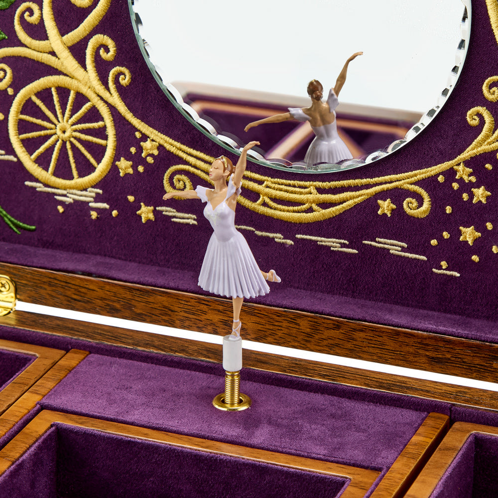 Zoom sur la ballerine à la peau claire de la boîte à bijoux musicale en bois de la collection Ballet de Wolf 1834 -  Modèle Cendrillon - Musique Valse des Fleurs de Tchaïkovsky