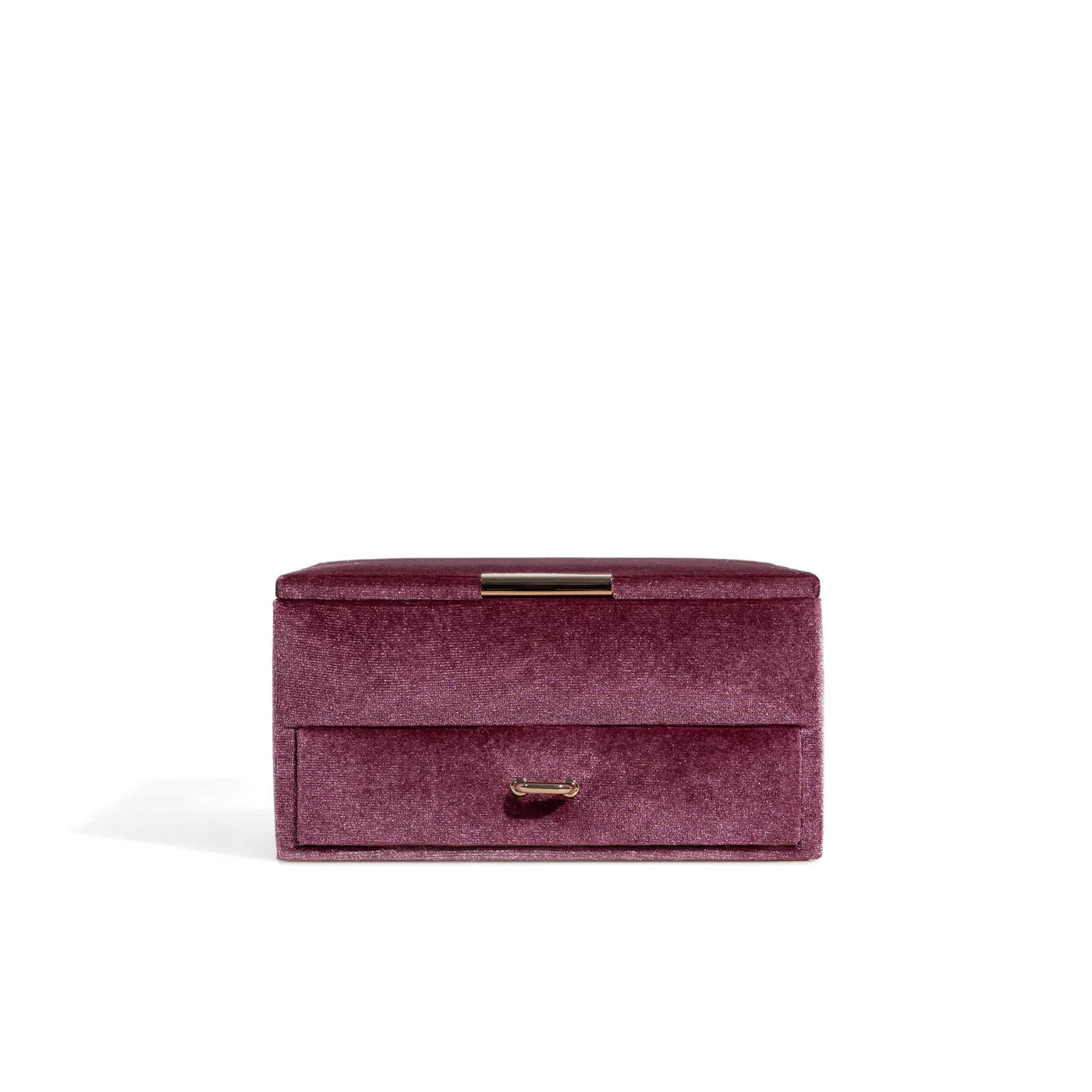 Boite à bijoux rose en velours, ouverte avec miroir et tiroirs, marque Friedrich23