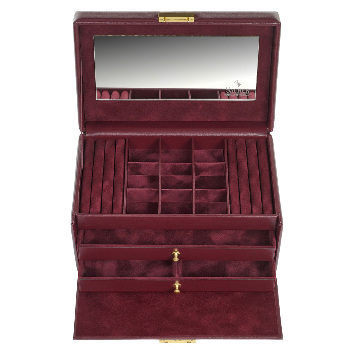 boite à bijoux en cuir rouge