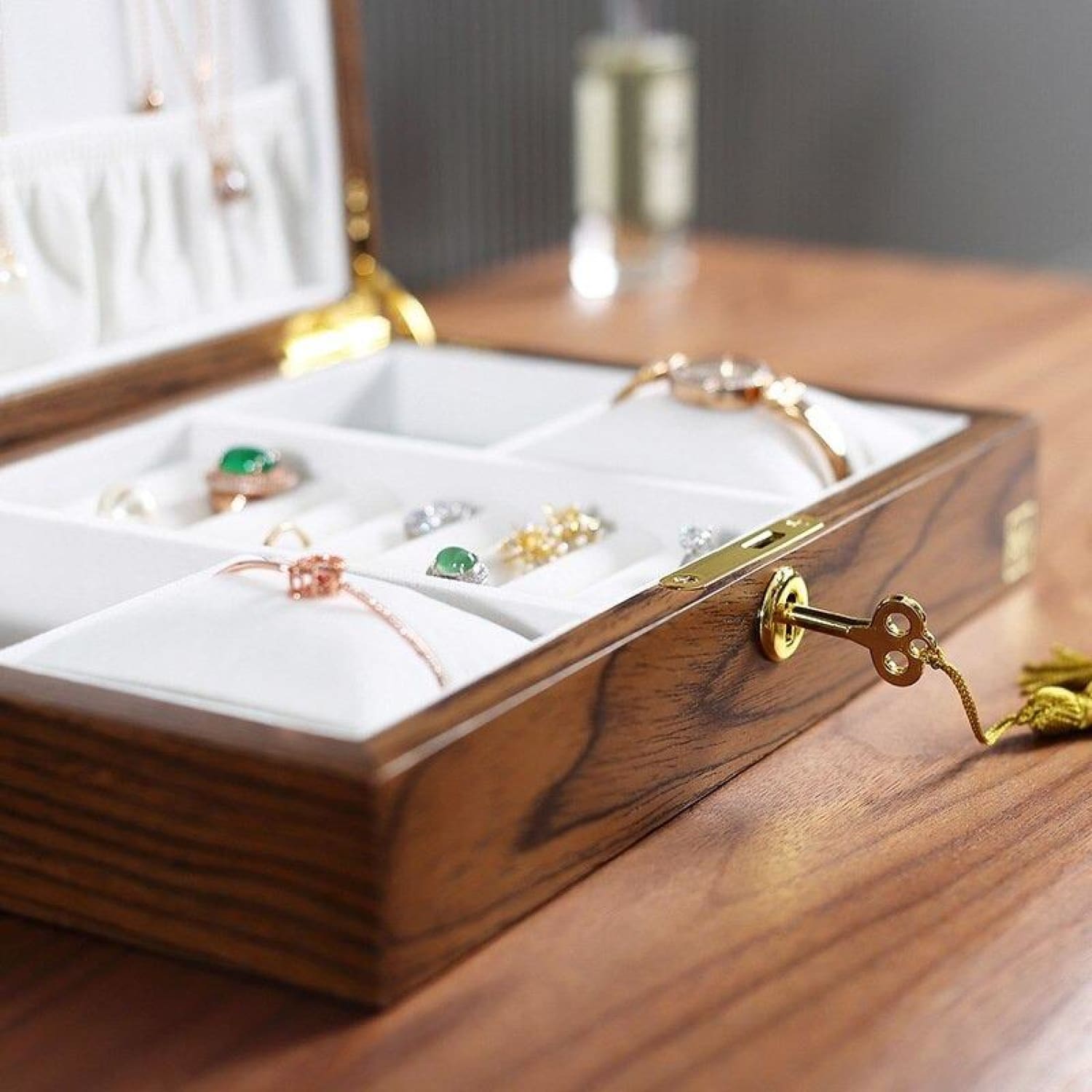Tubibu Boîte à Bijoux Secrète En Noyer - Puzzle Avec Clé Cachée, Fabriquée Main Turquie, Cadeau Mystère