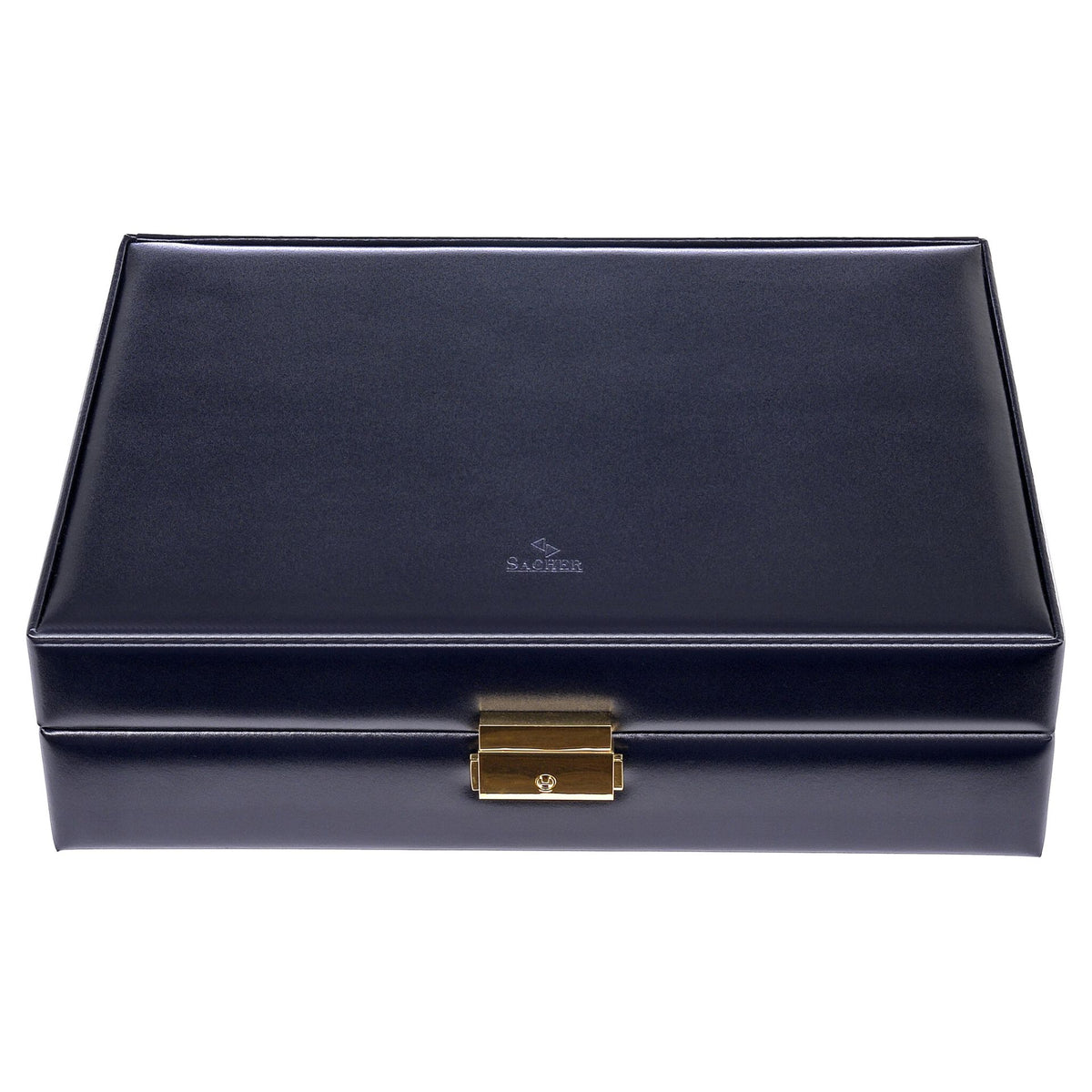 Boite à montres en cuir bleu pour homme avec intérieur velours