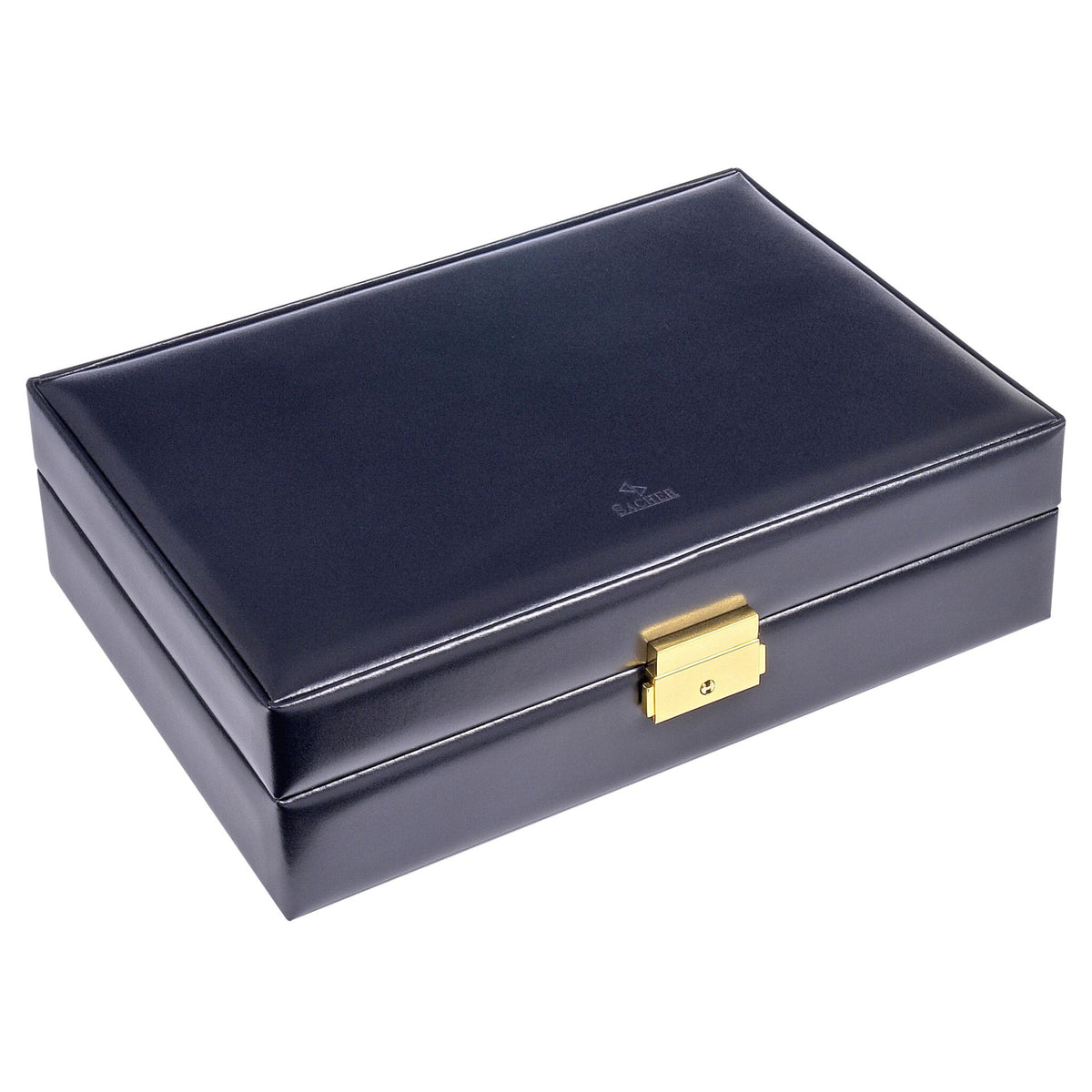 Boite à montres en cuir bleu pour homme avec intérieur velours