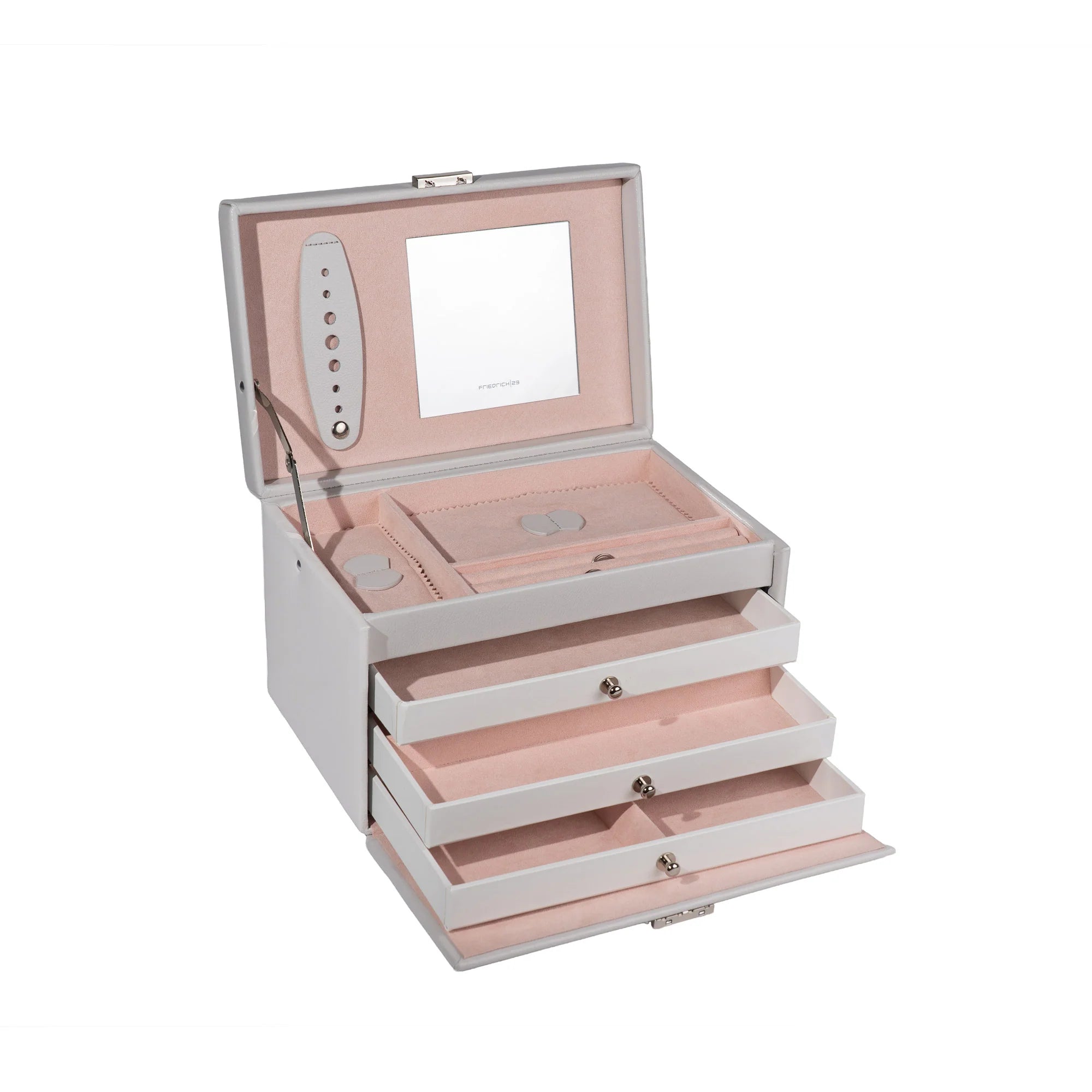 Boîte à bijoux｜Classico grise en cuir véritable