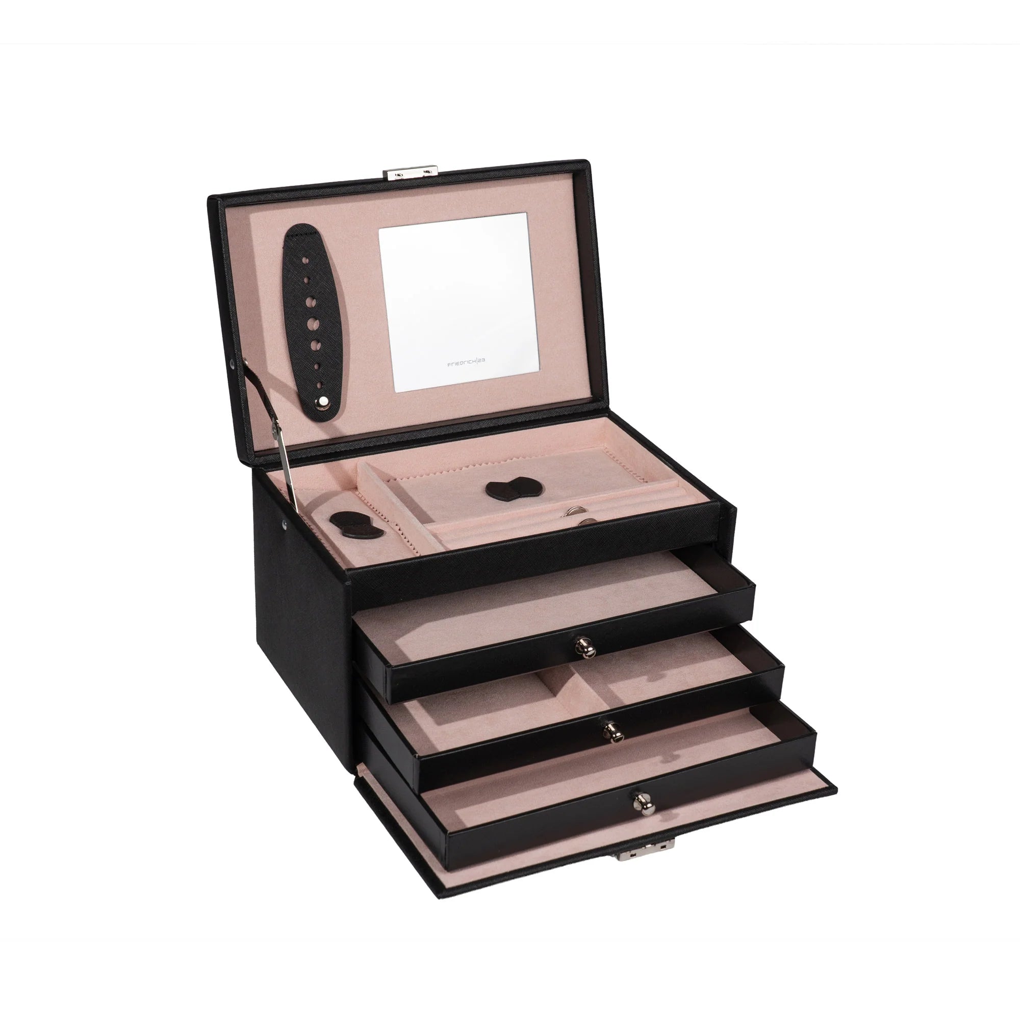 Boîte à bijoux｜Classico noire en cuir véritable