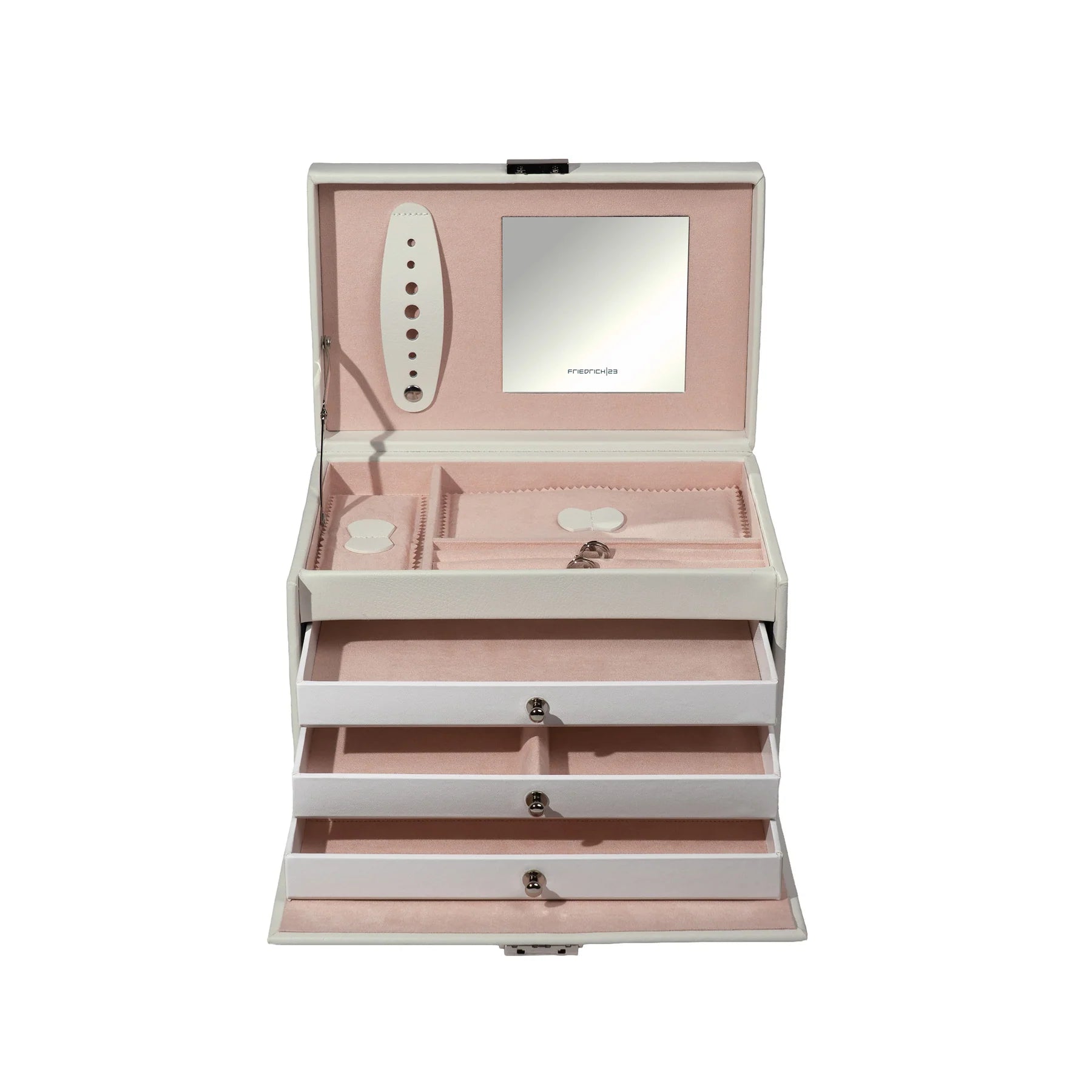 Boîte à bijoux｜Classico blanche en cuir véritable