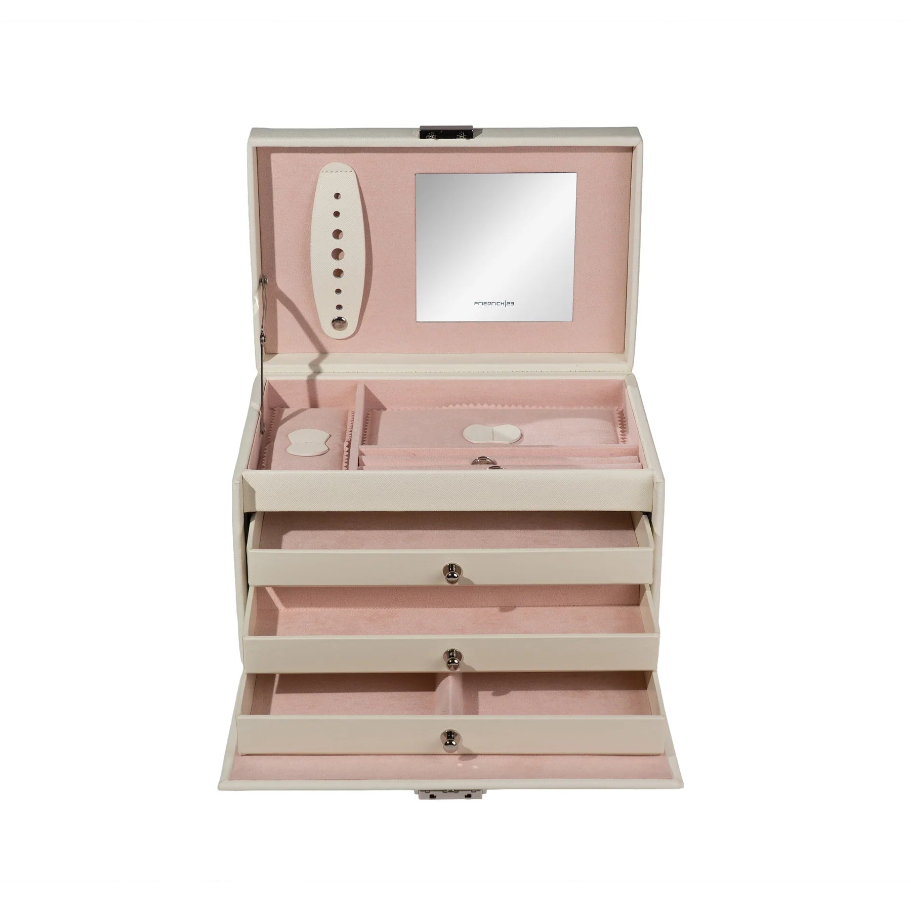 Boîte à bijoux｜Classico crème en cuir véritable