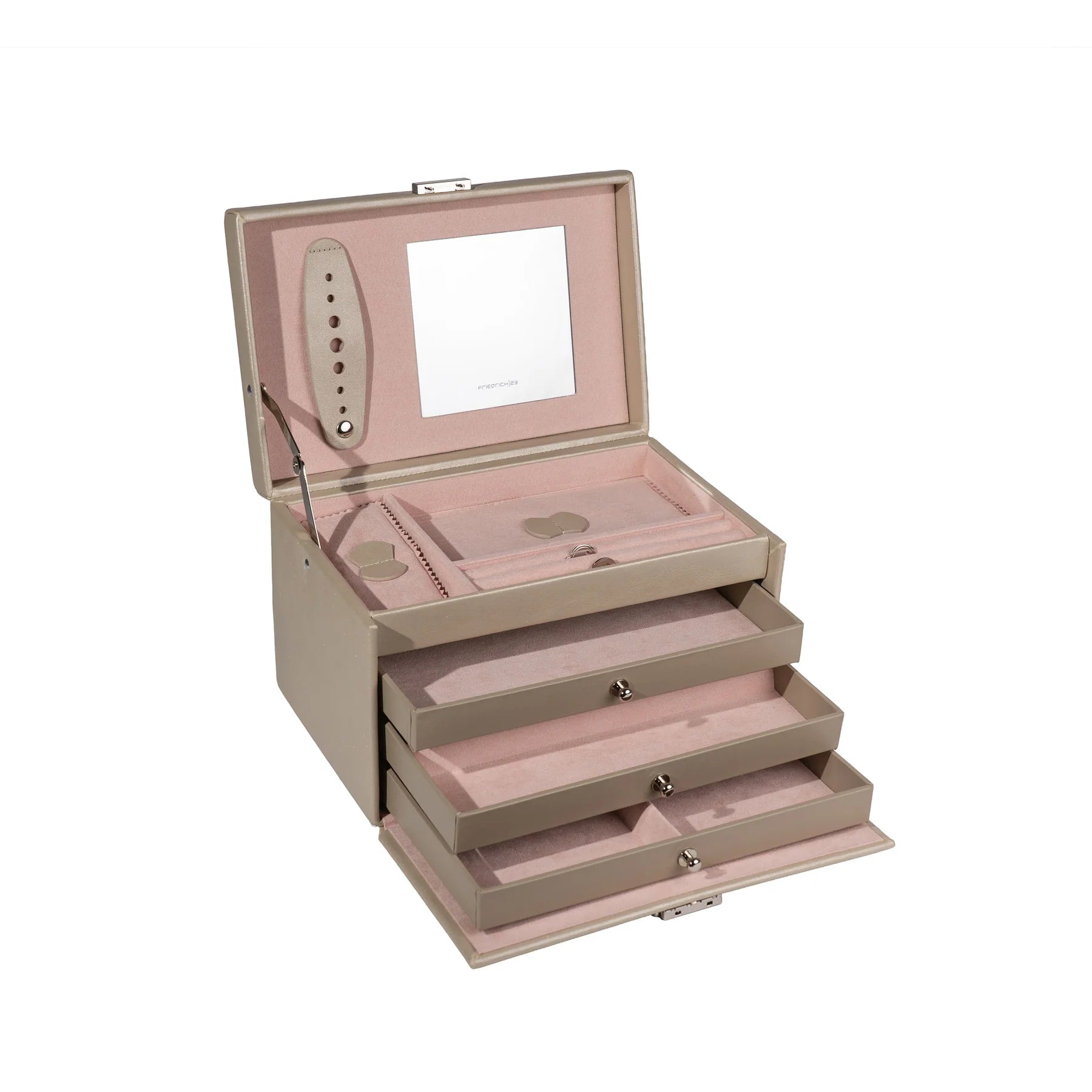 Boîte à bijoux｜Classico dorée en cuir véritable