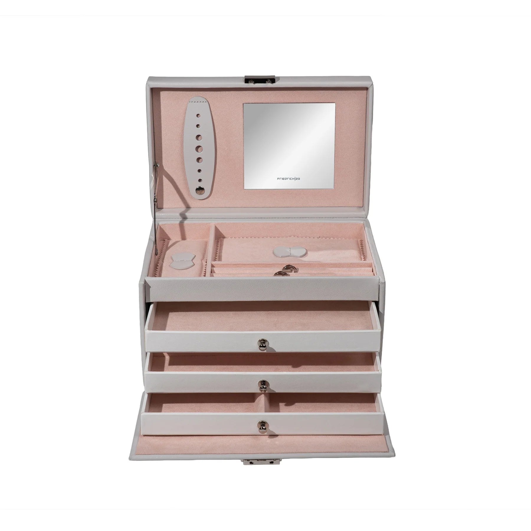 Boîte à bijoux｜Classico grise en cuir véritable